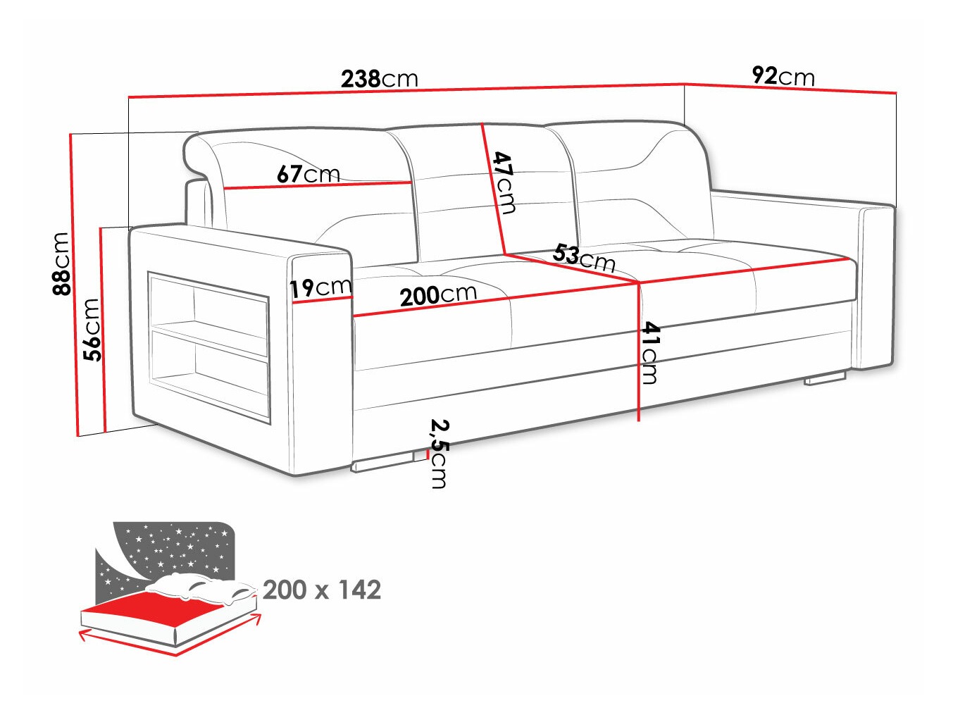 Sofa lova Decatur 106 (Twist 8 + Twist 2)