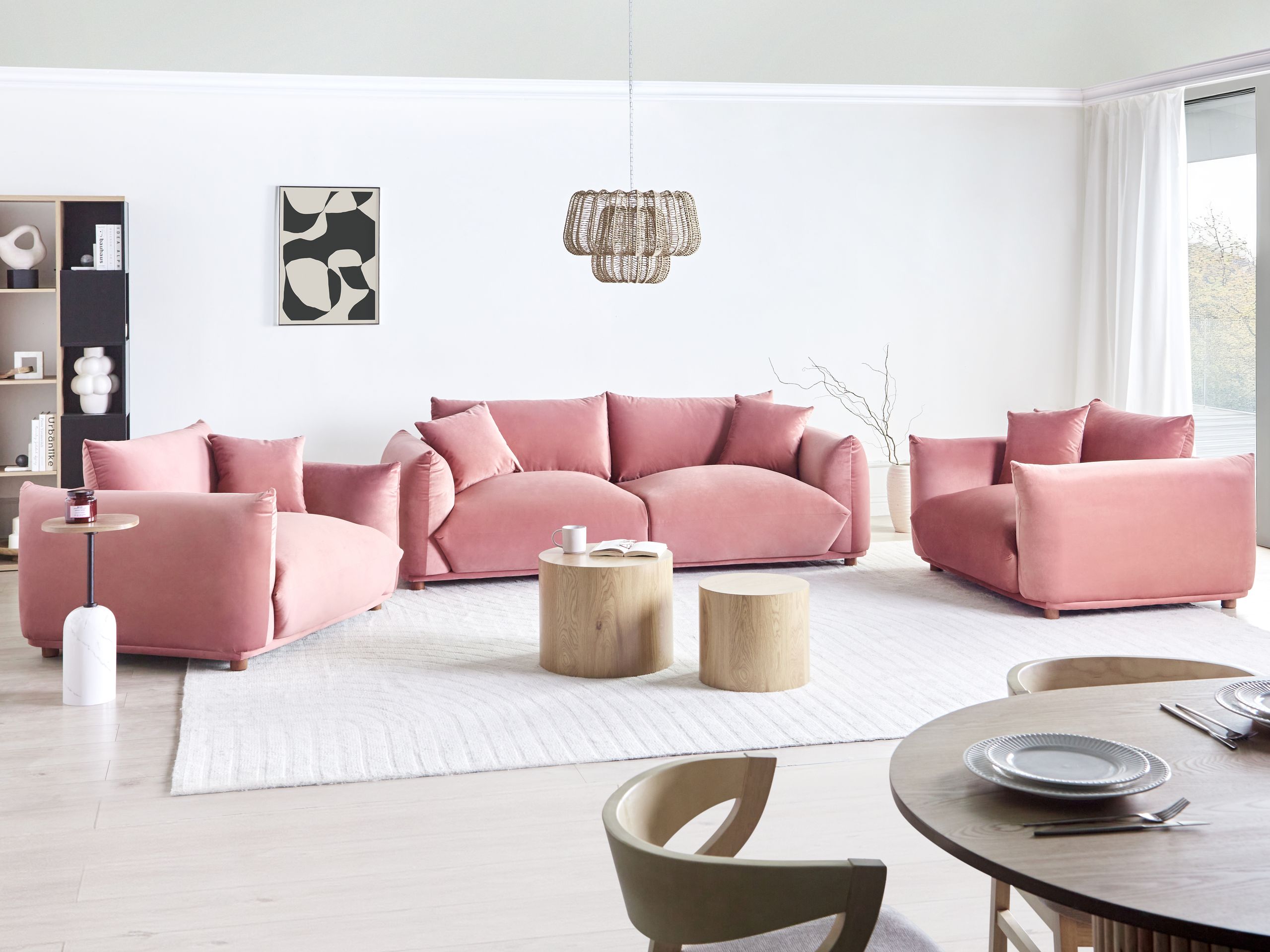 Minkštų baldų komplektas Berwyn 2724 (Rožinė)