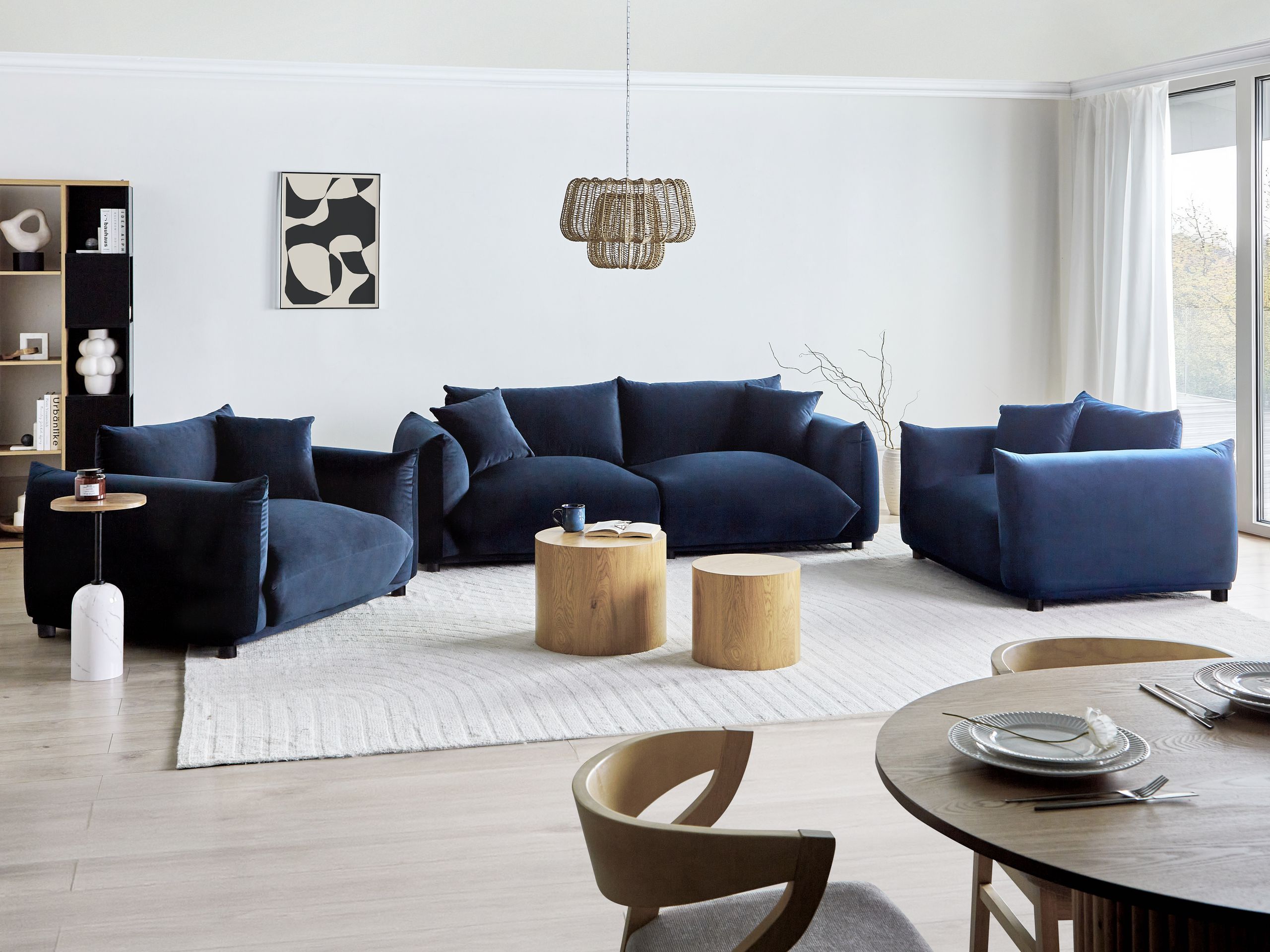 Minkštų baldų komplektas Berwyn 2724 (Tamsi mėlyna)