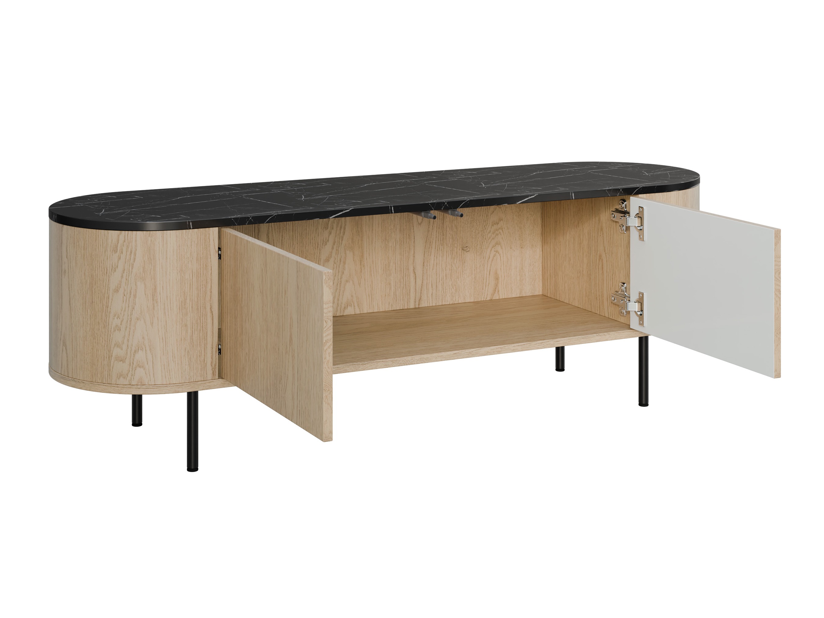 TV staliukas Comfivo Livtena (Baltas marmuras + Auksinė)