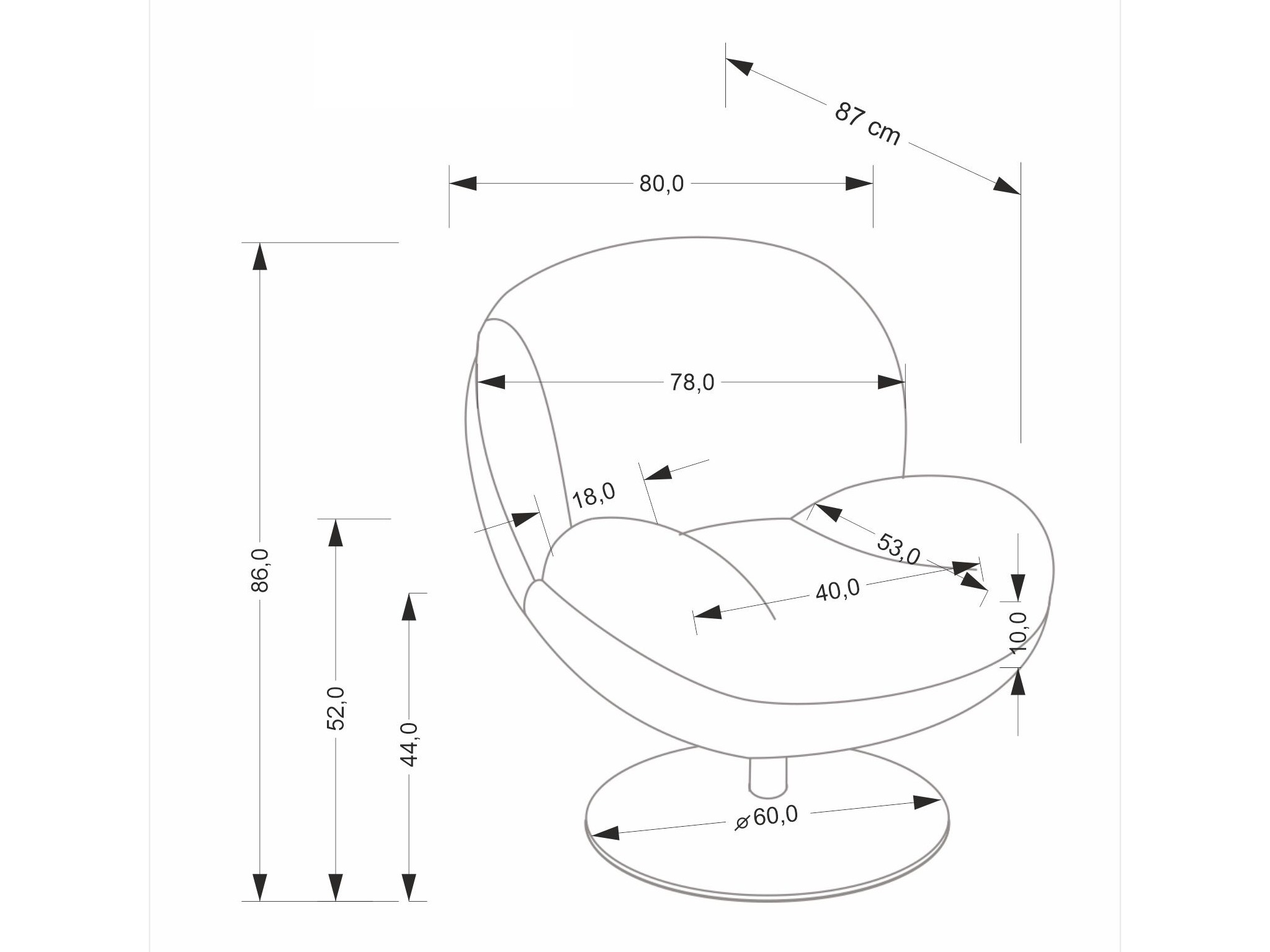 Fotelis Houston 1982 (Pilka)