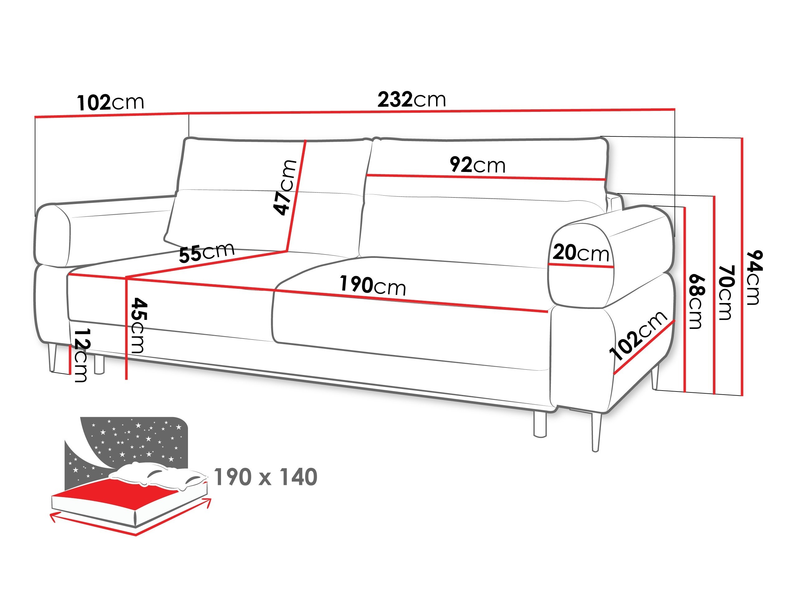 Sofa lova ComfiDream Celel (Blur 19)