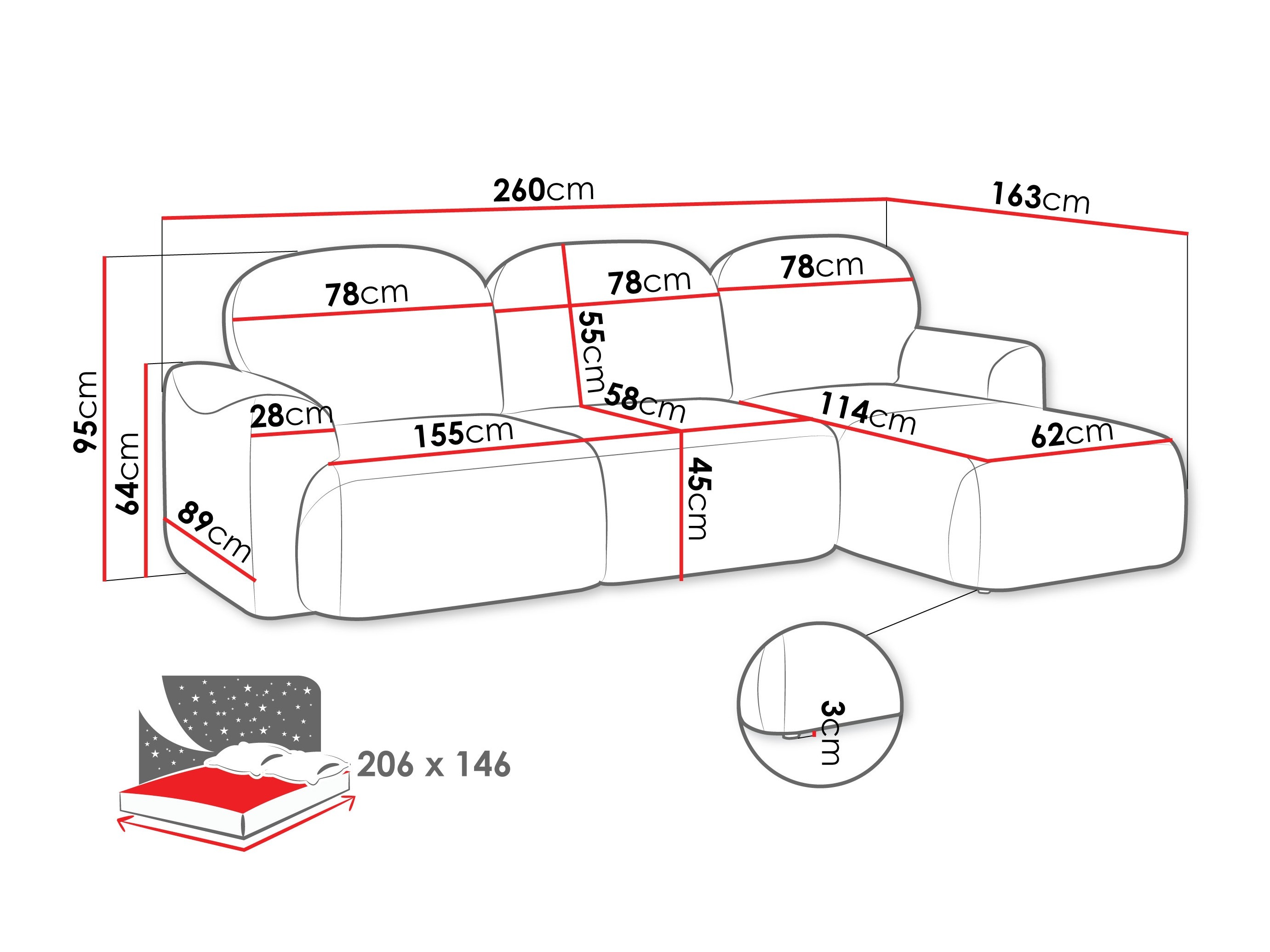 Minkštas kampas ComfiDream Fjoruna (Cremona 96)