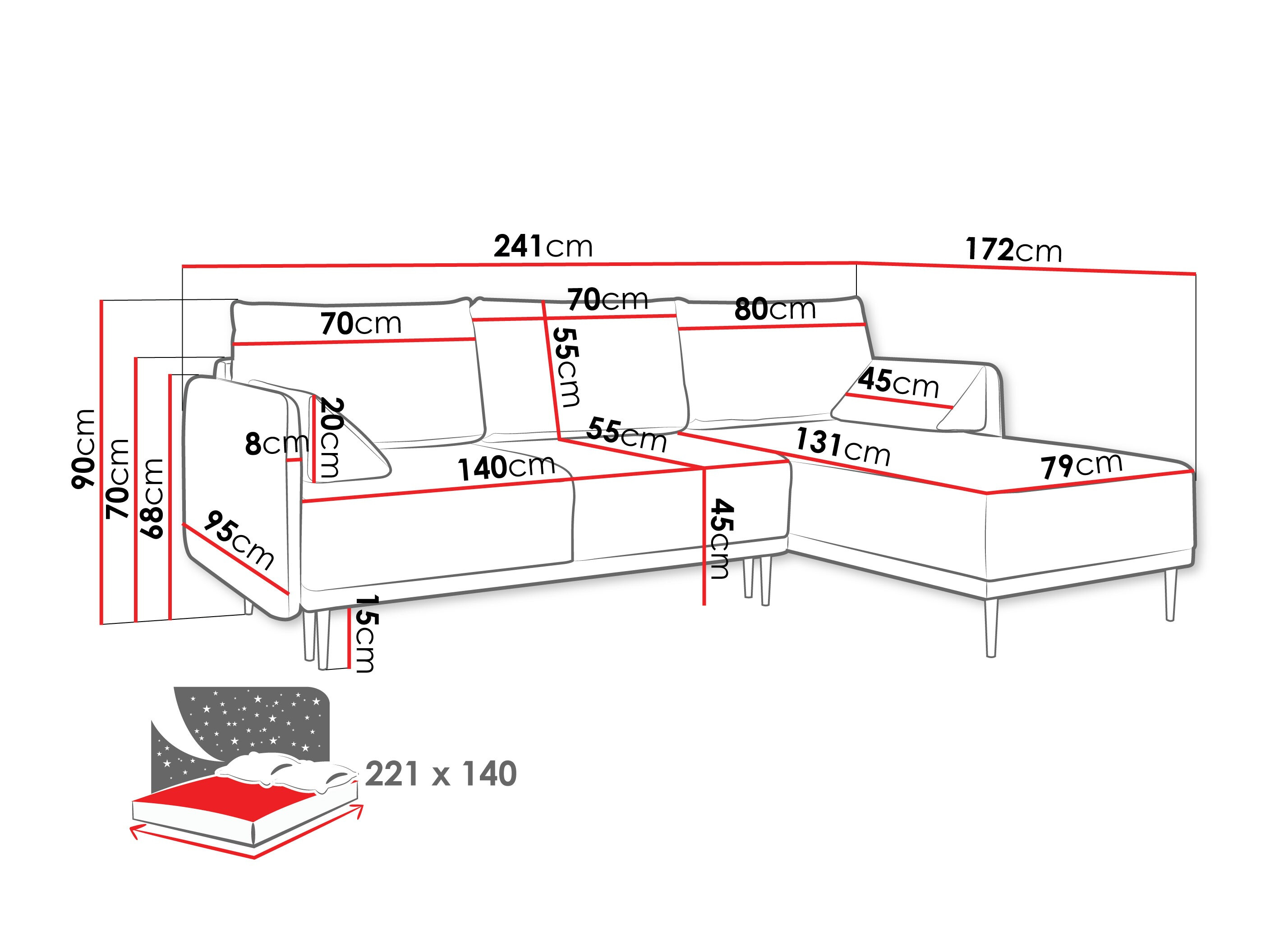 Minkštas kampas ComfiDream Clarora (Sicuro 10)