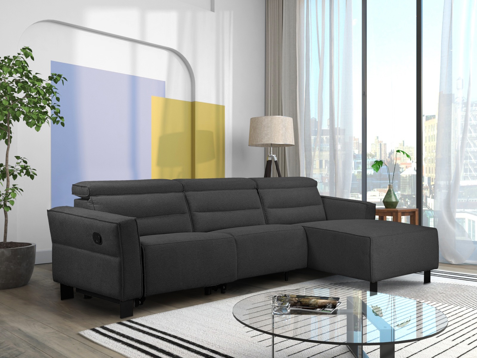 Minkštas kampas reglaineris Denton 1487 (Antracitas)