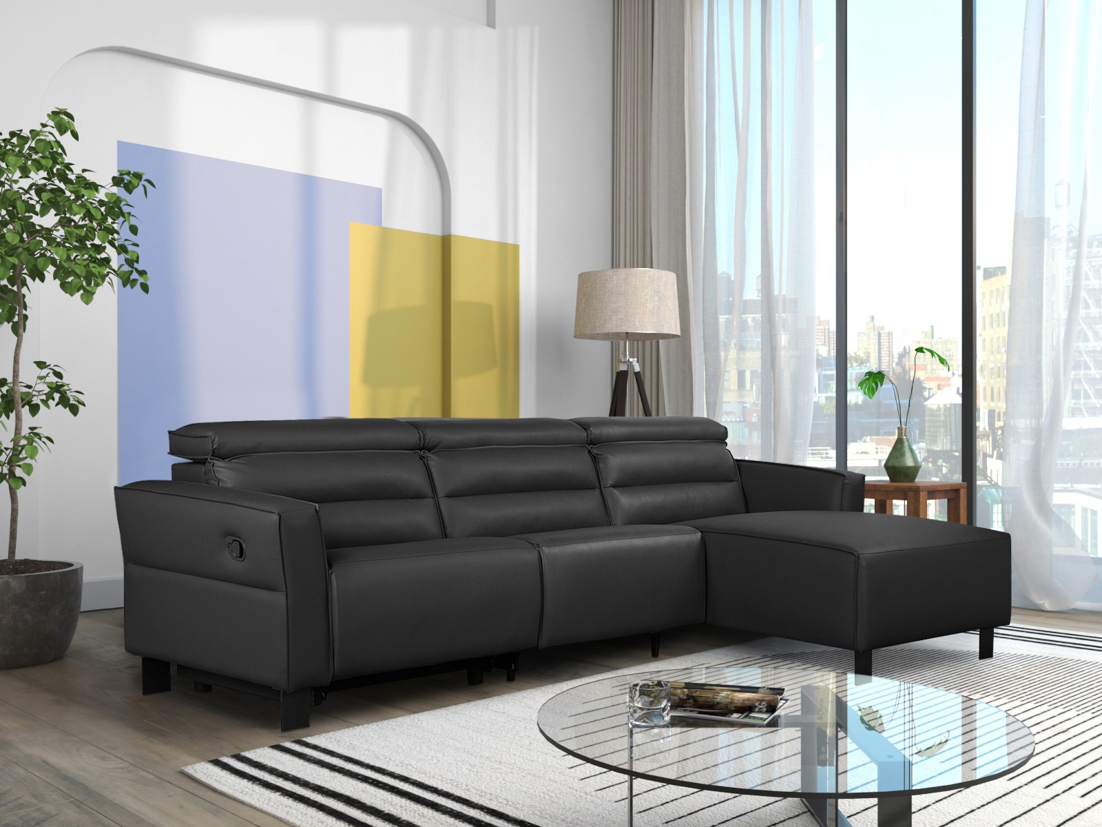 Minkštas kampas reglaineris Denton 1487 (Juoda)