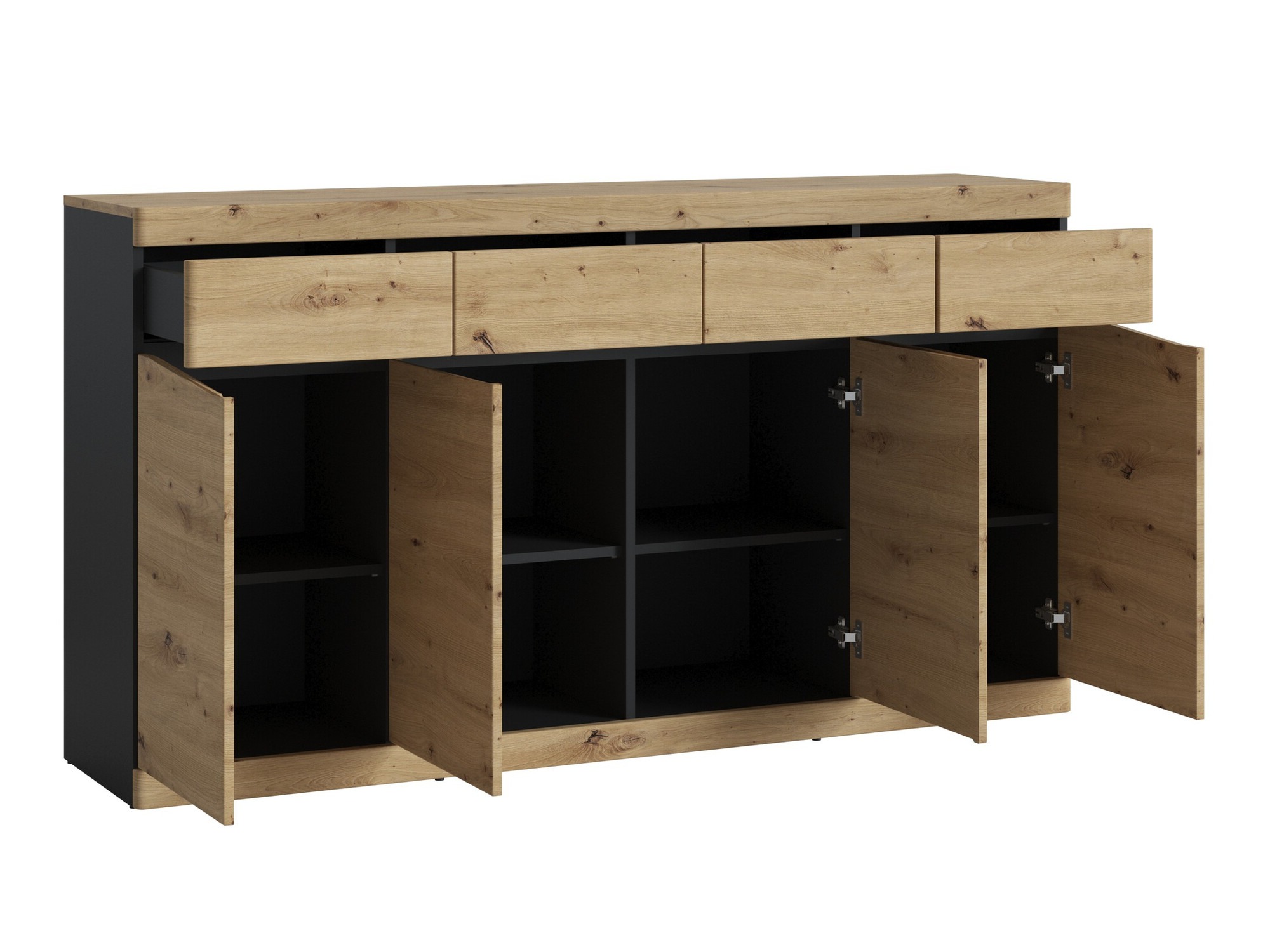 Komoda Venlori 124 (Antracitas + Artisan ąžuolas)