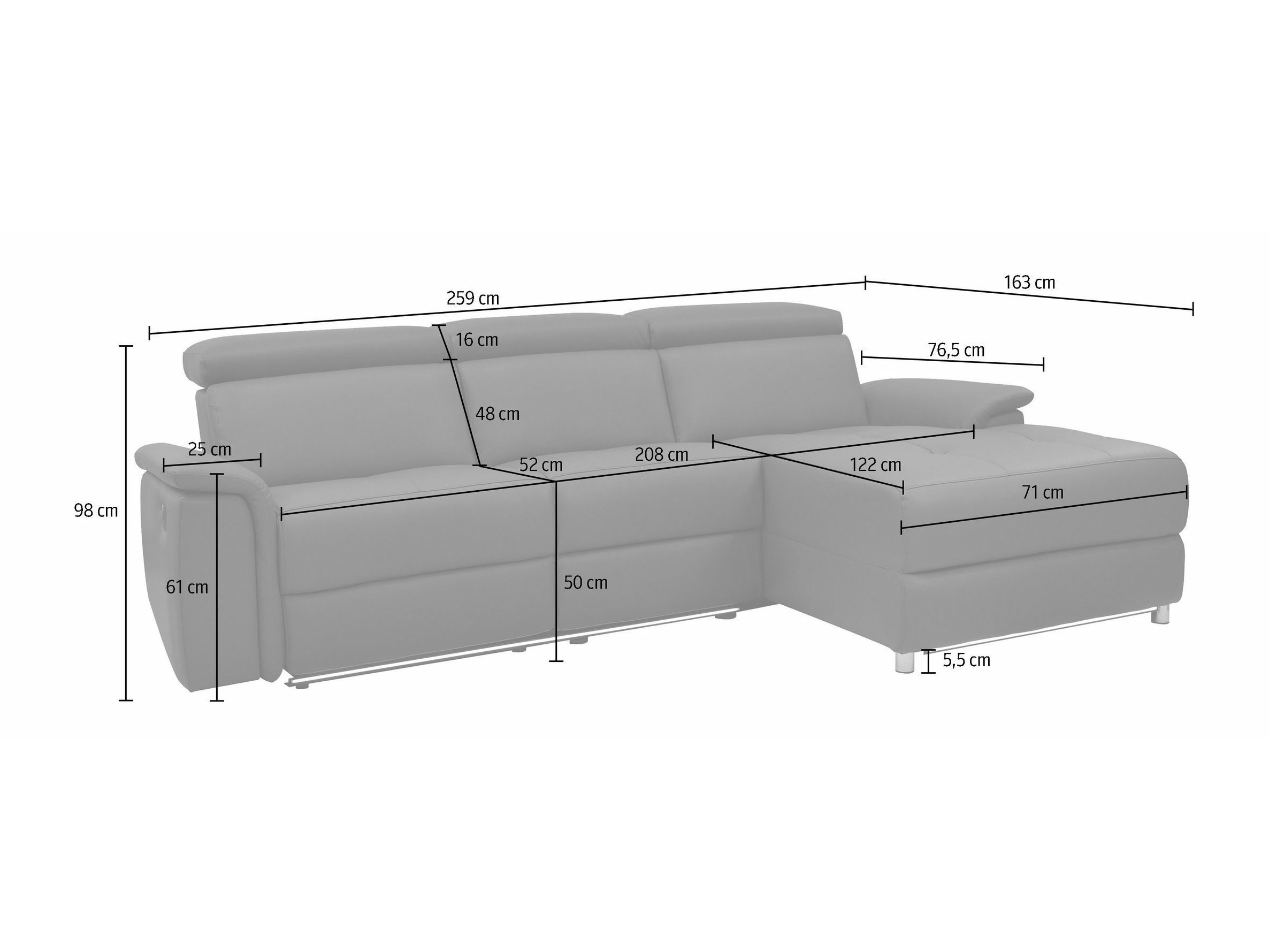 Minkštas kampas reglaineris Denton 1489 (Antracitas)