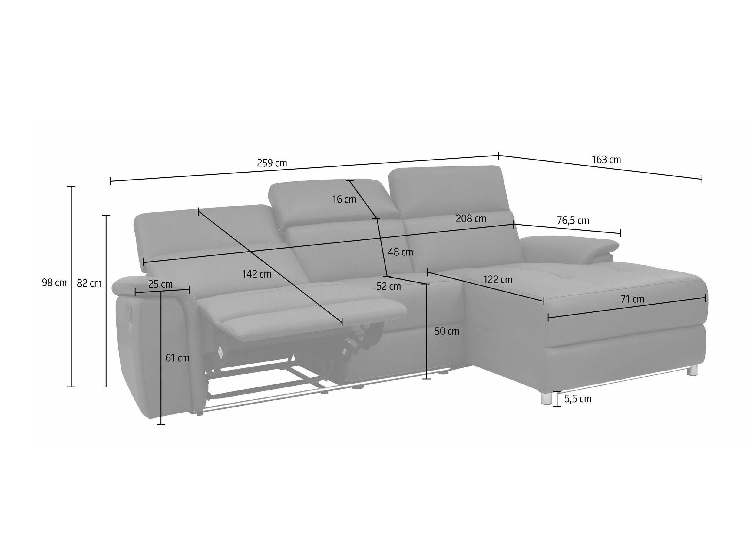 Minkštas kampas reglaineris Denton 1489 (Pilka)