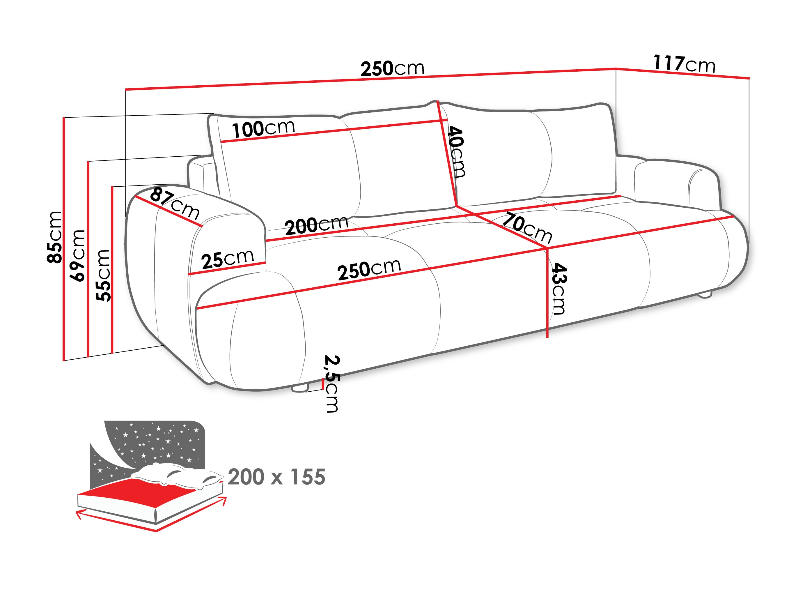 Sofa lova TrendyNest Ansera II (Now Or Never 06)