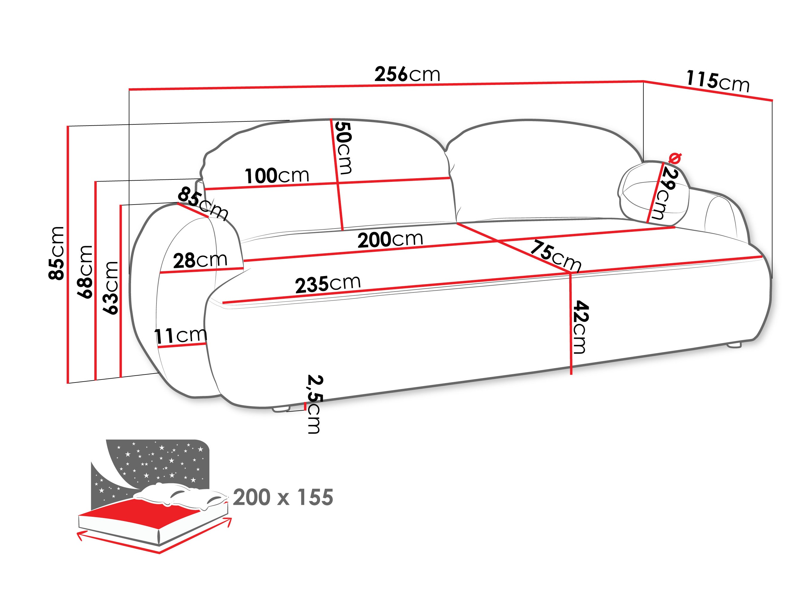 Sofa lova TrendyNest Ardea II (Now Or Never 06)