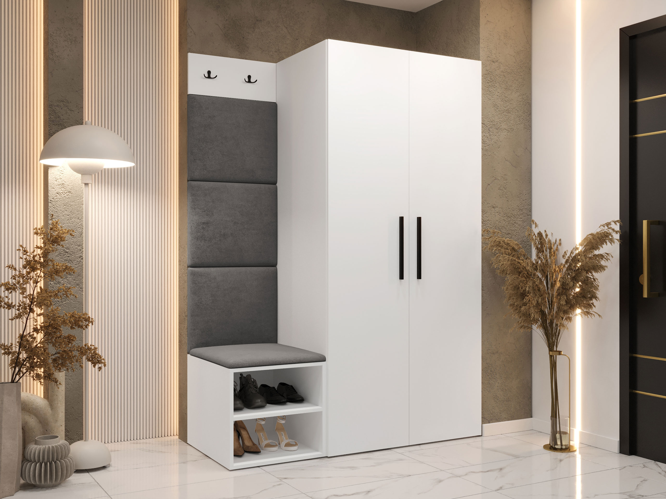 Pilki prieškambario komplektai