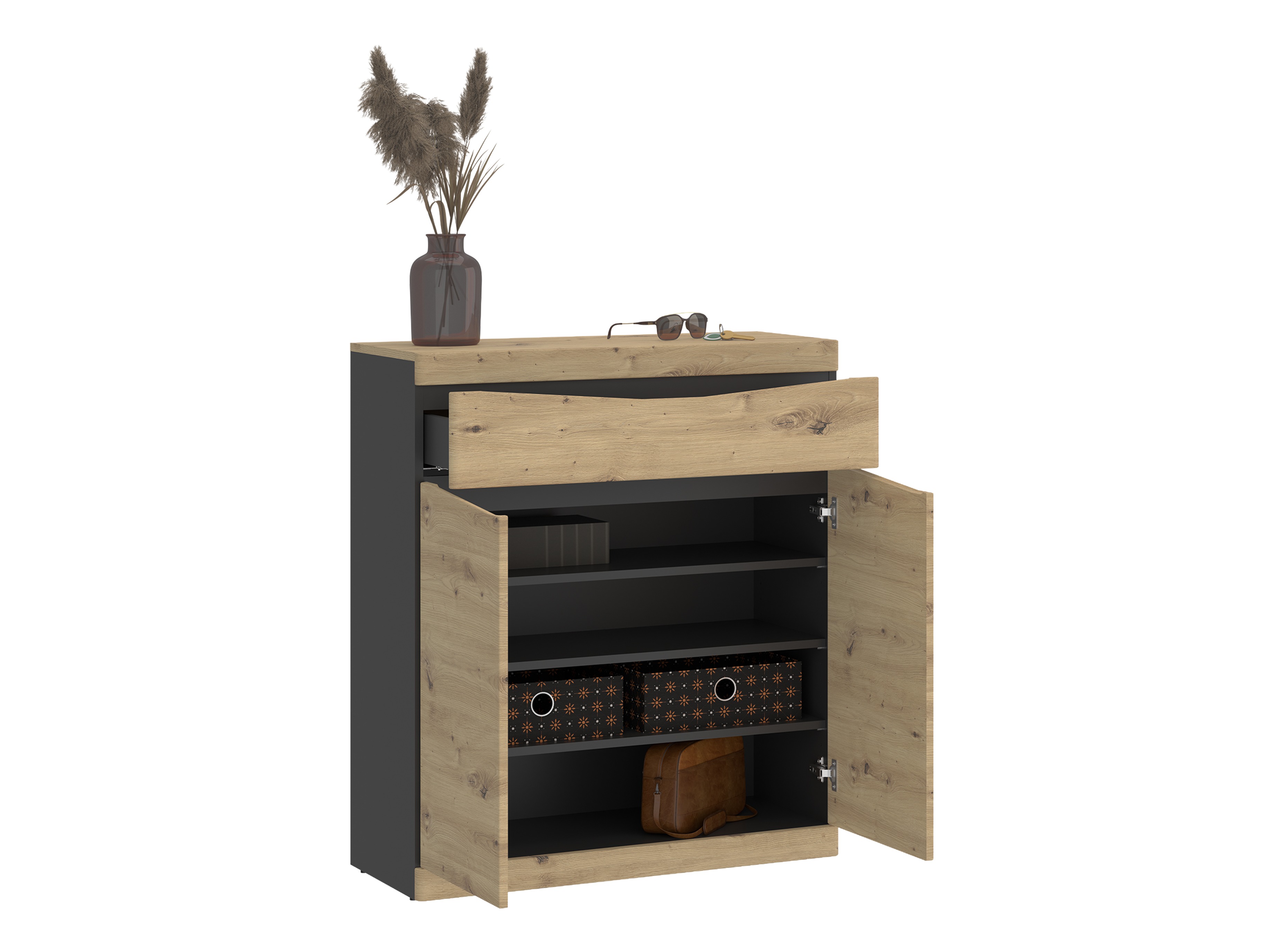 Prieškambario komplektas Venlori 119 (Artisan ąžuolas + Antracitas)