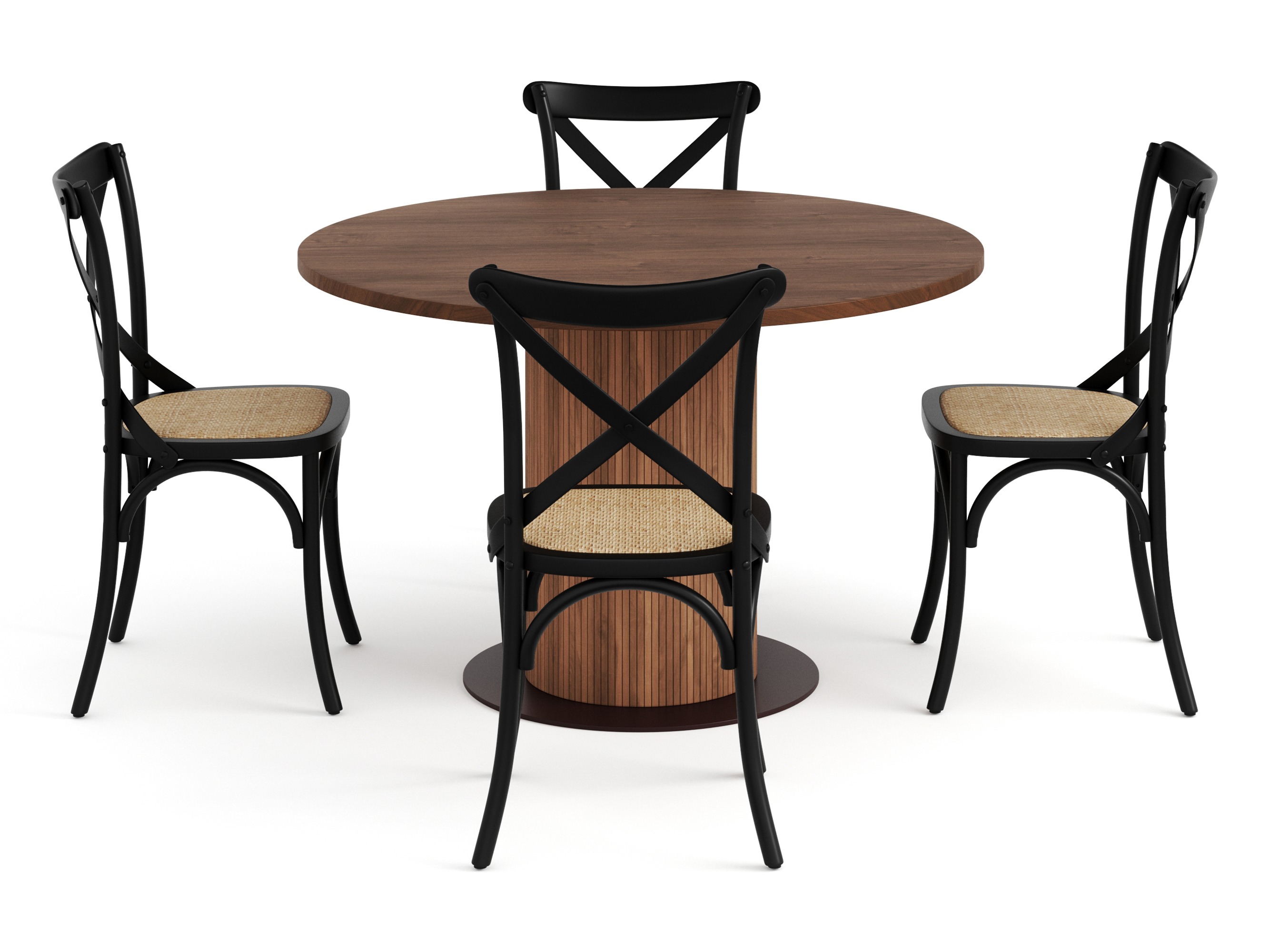 Valgomojo komplektas Tivsoru 115 (Juoda + Smėlinė)