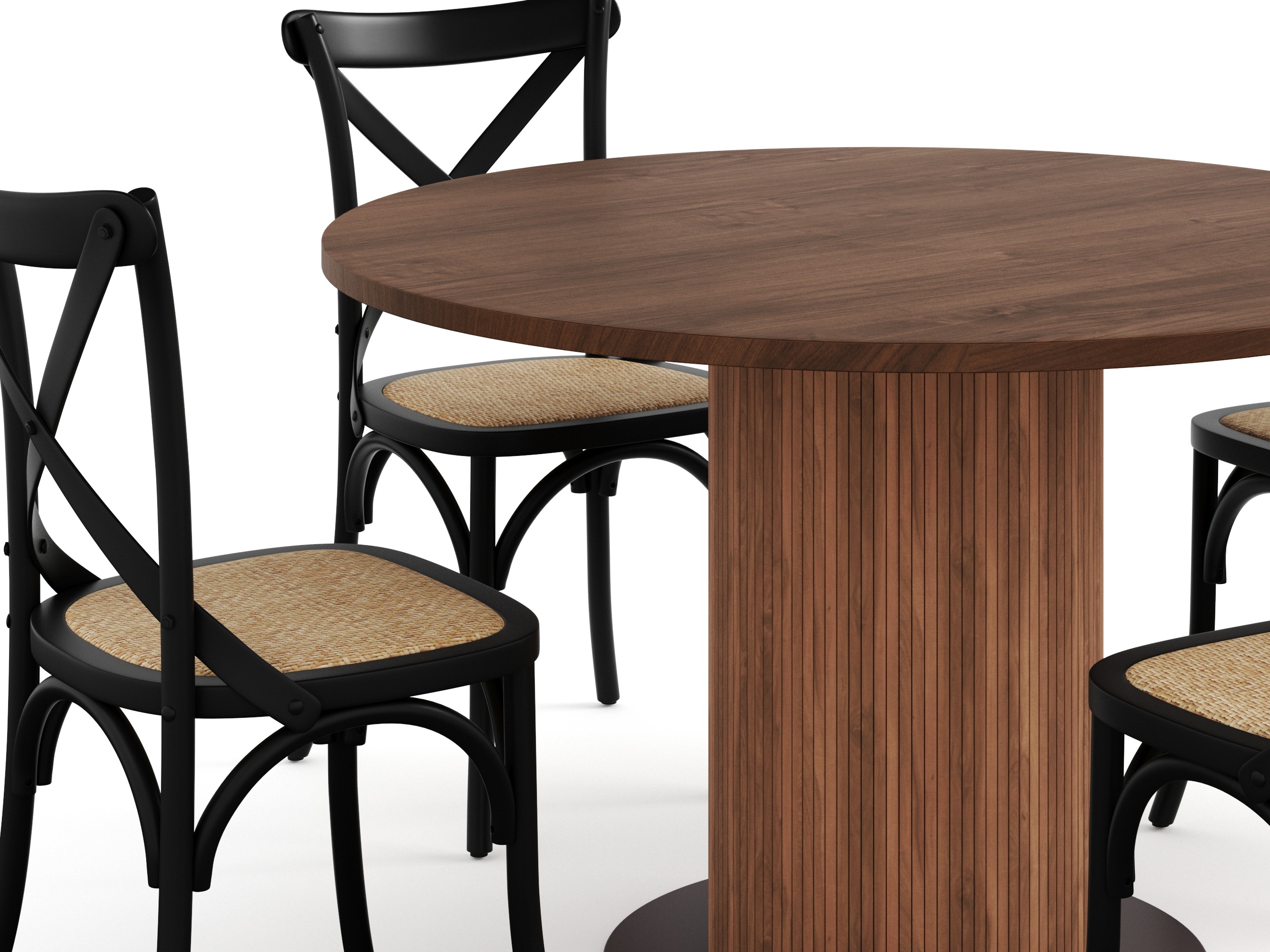 Valgomojo komplektas Tivsoru 115 (Juoda + Smėlinė)