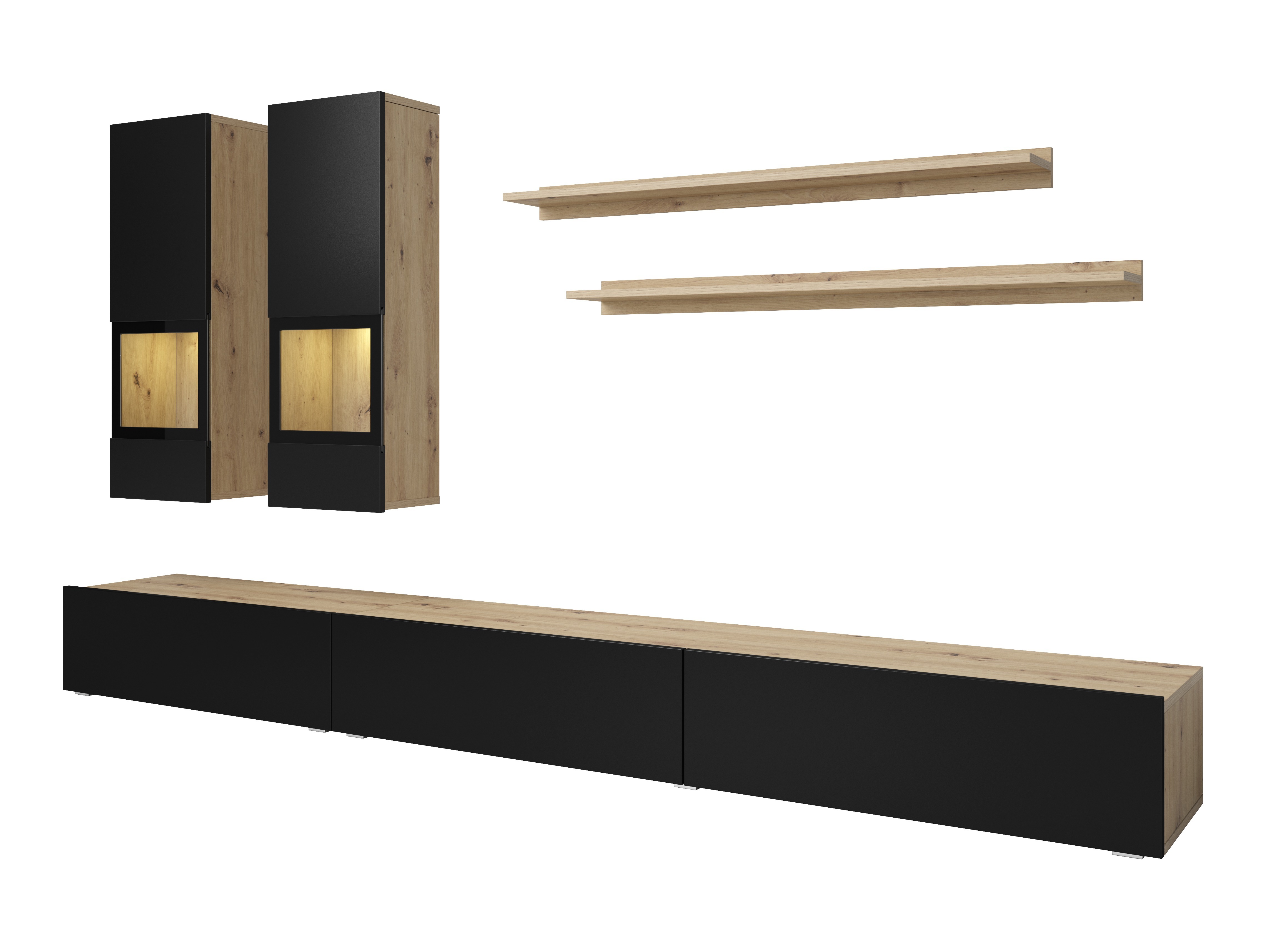 Svetainės komplektas Serodeu 100 (Artisan ąžuolas + Matinė juoda)