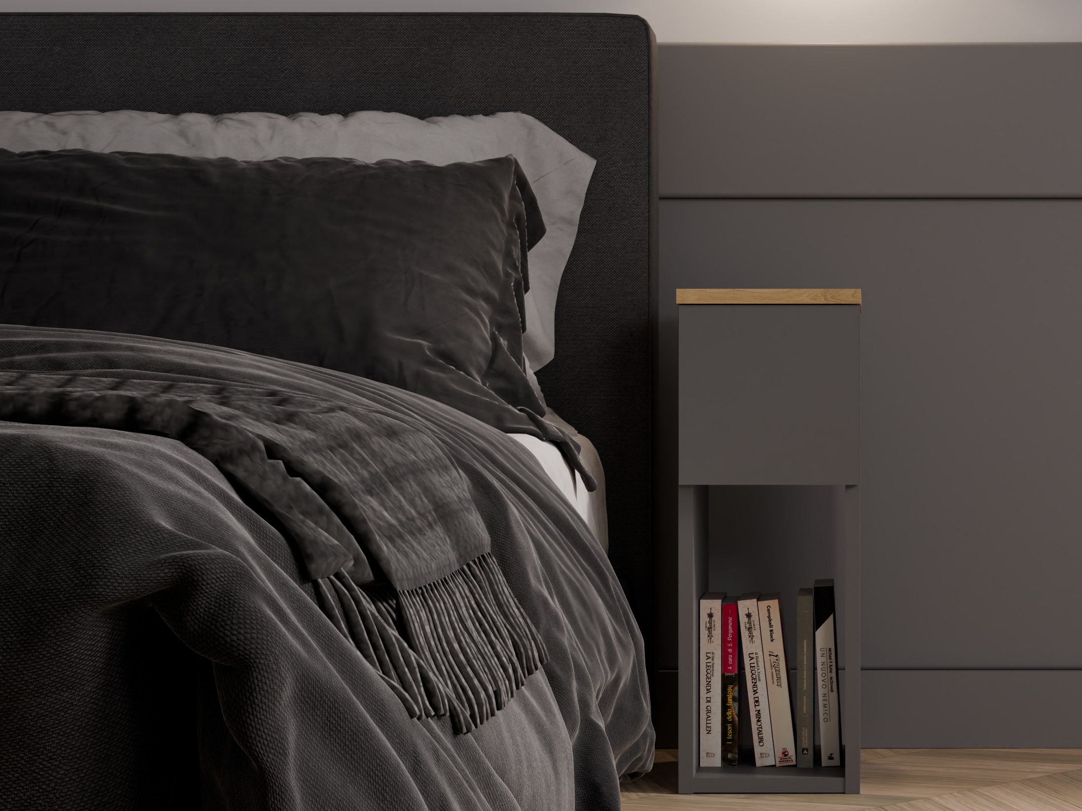 Naktinis staliukas Mandeville 304 (Antracitas + Artisan ąžuolas)