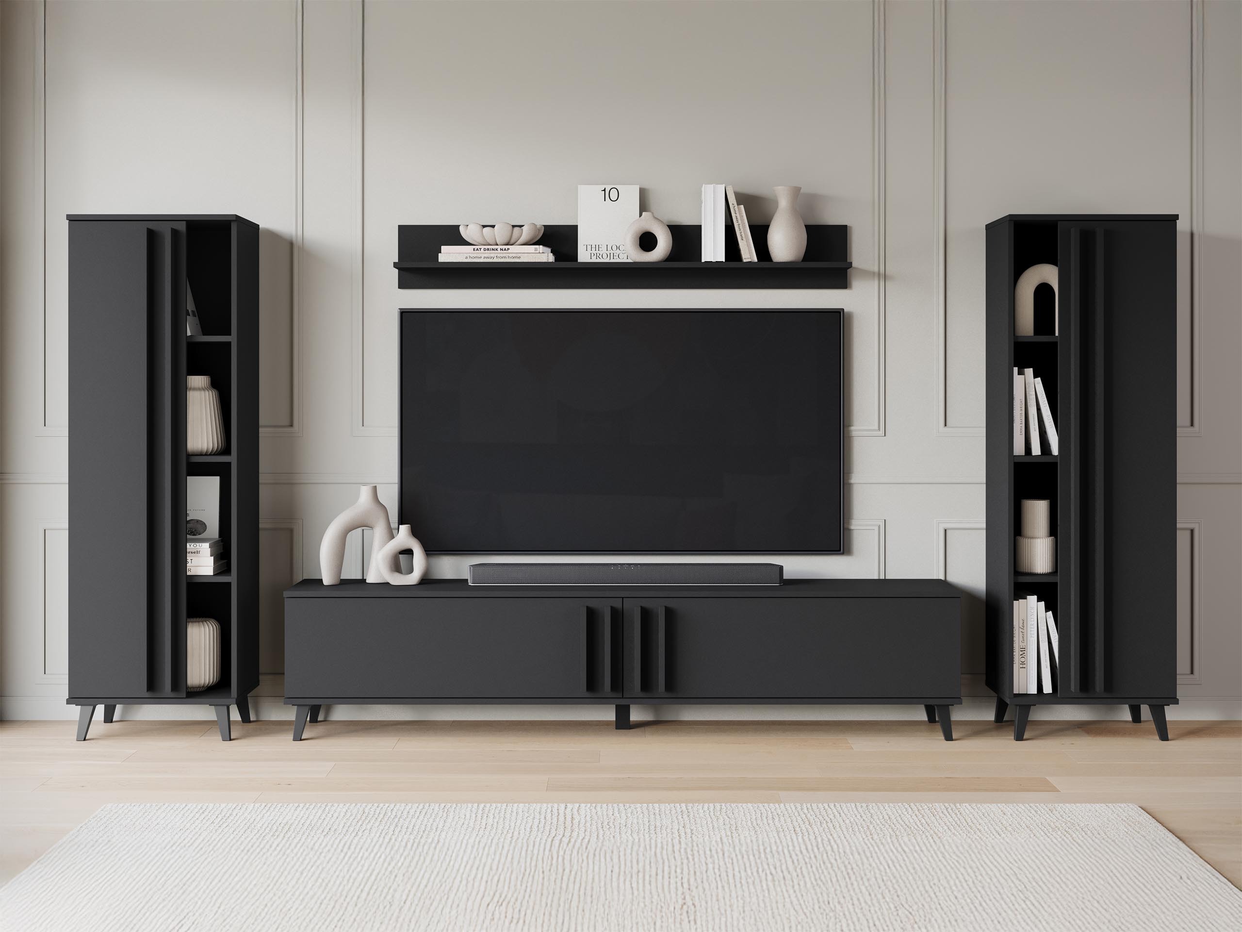 Svetainės komplektas Facetor (Grafitas)