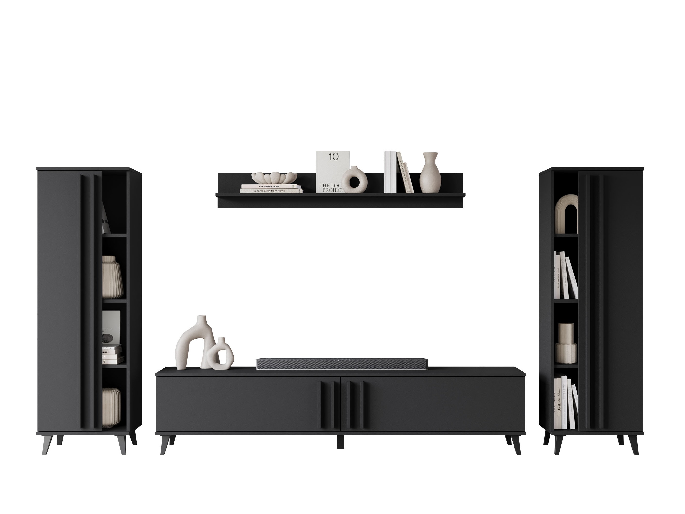 Svetainės komplektas Facetor (Grafitas)