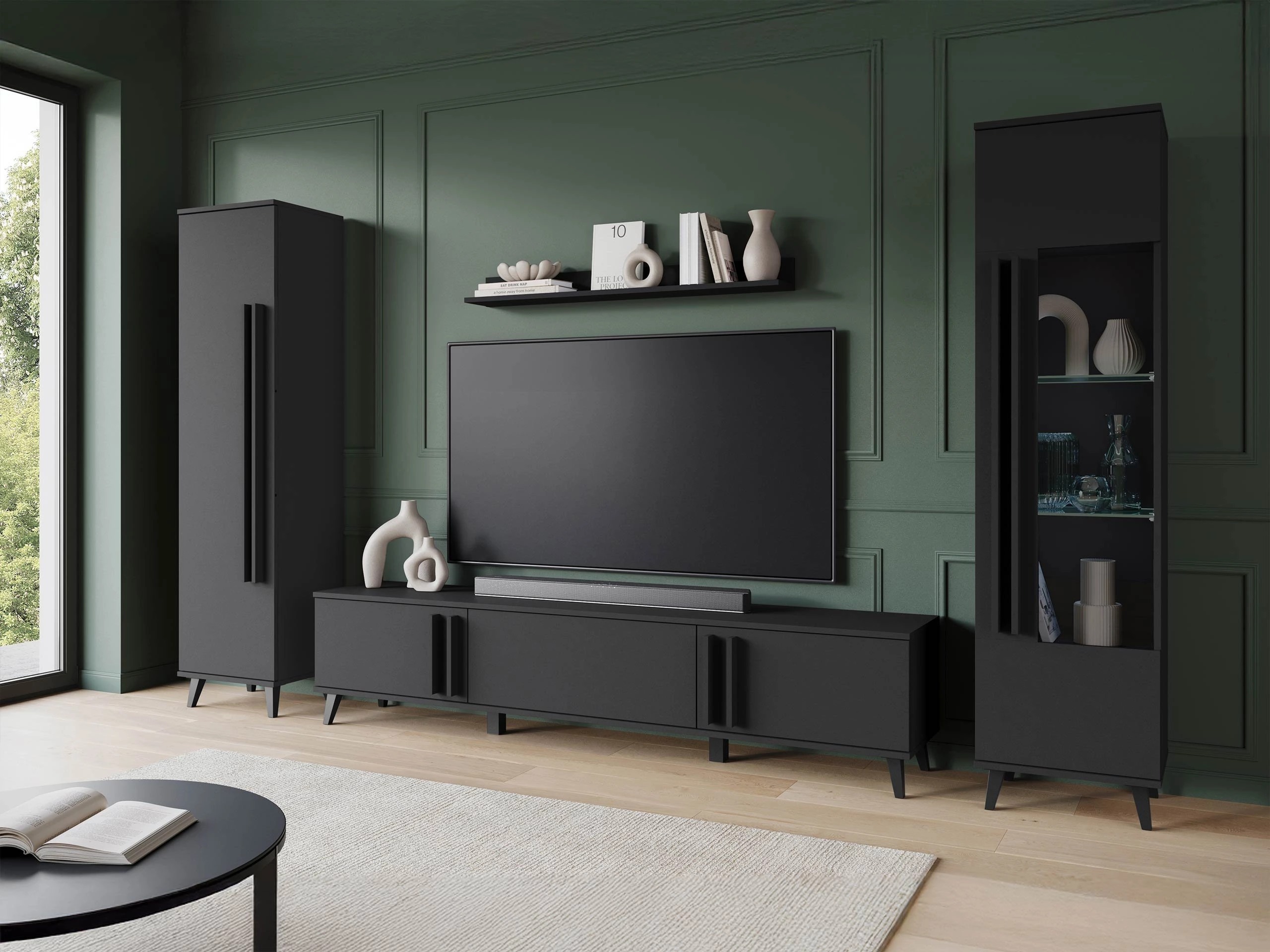 Svetainės komplektas Facetor II (Grafitas)