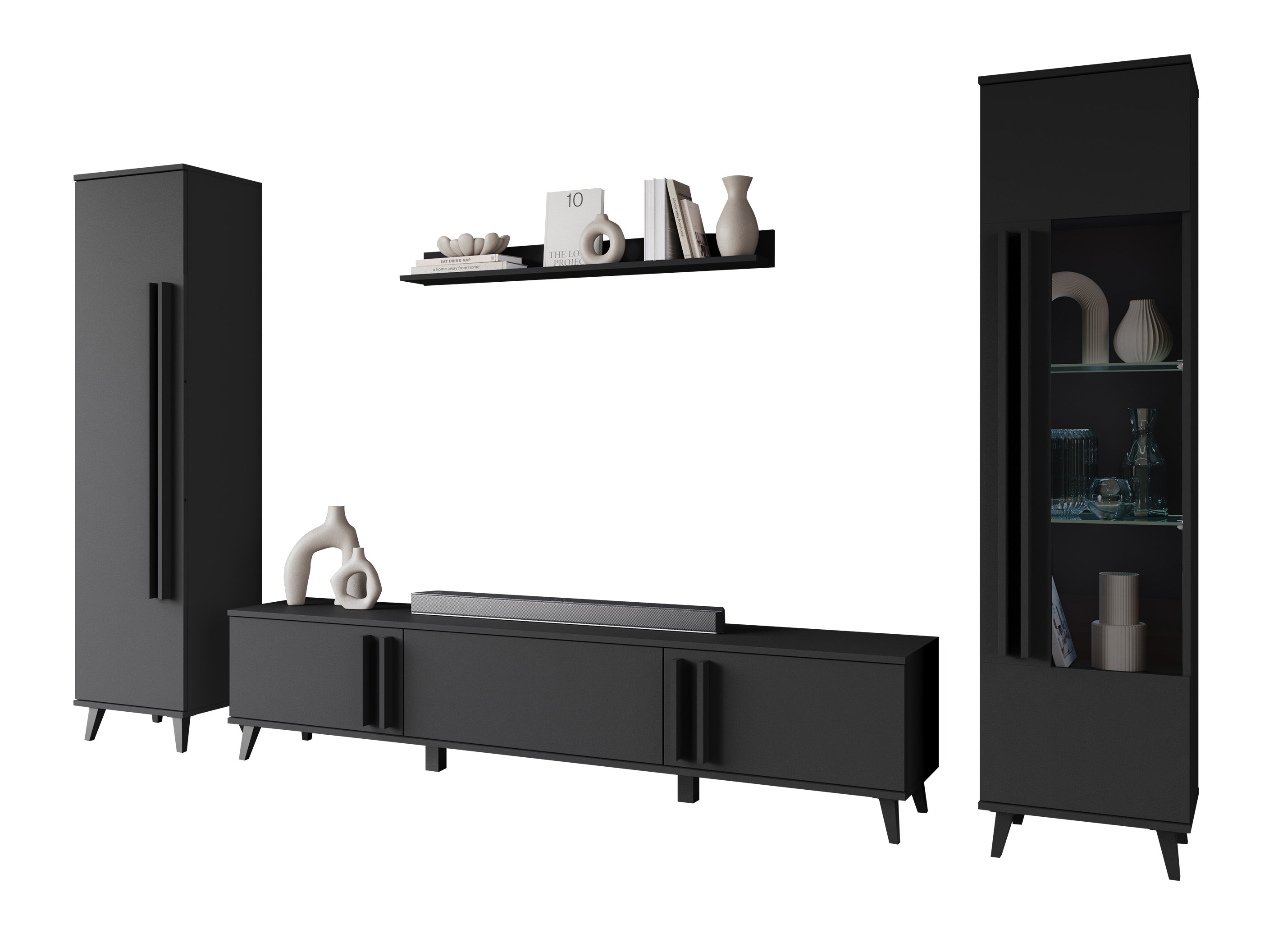 Svetainės komplektas Facetor II (Grafitas)