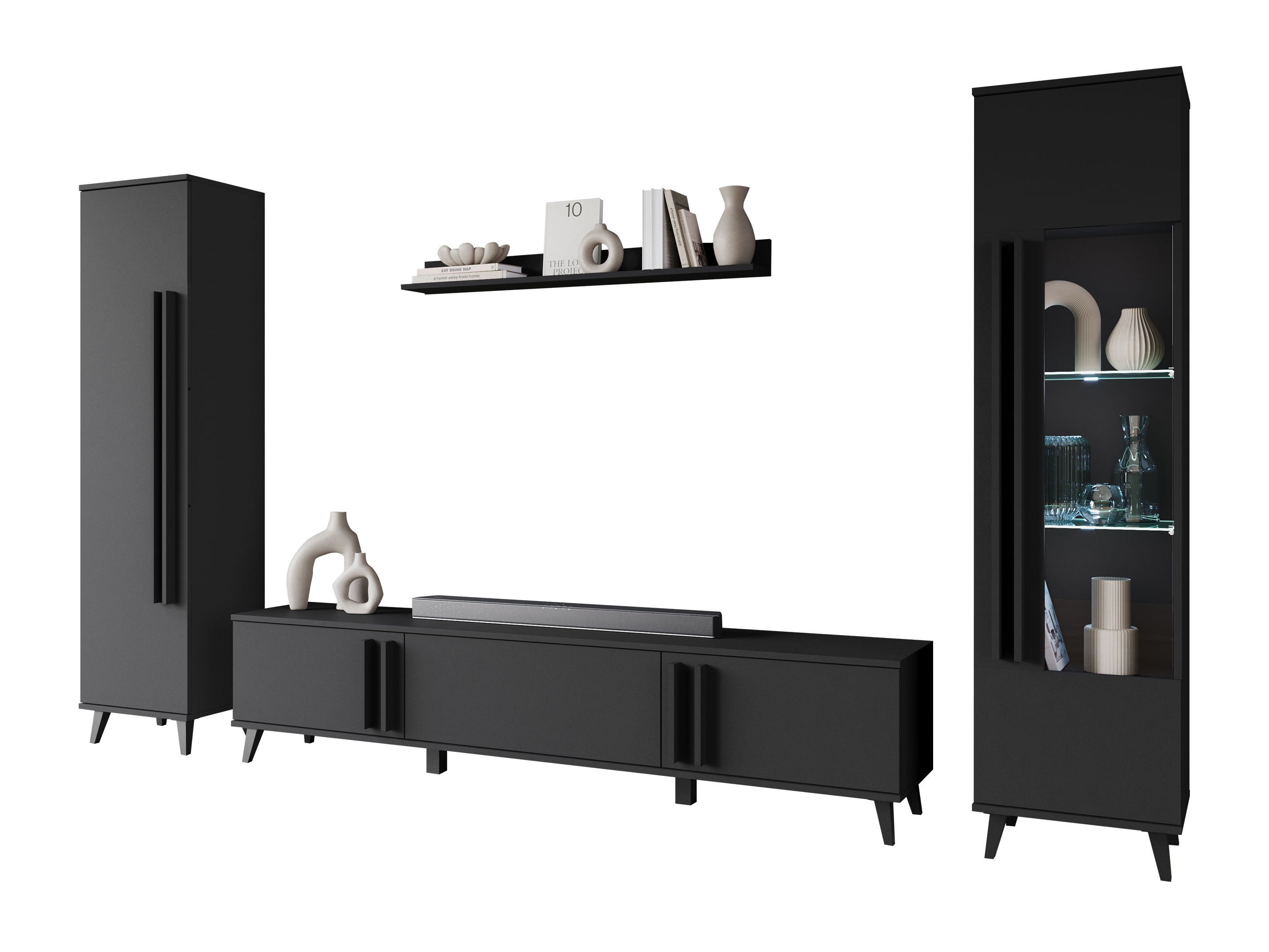 Svetainės komplektas Facetor II (Grafitas)