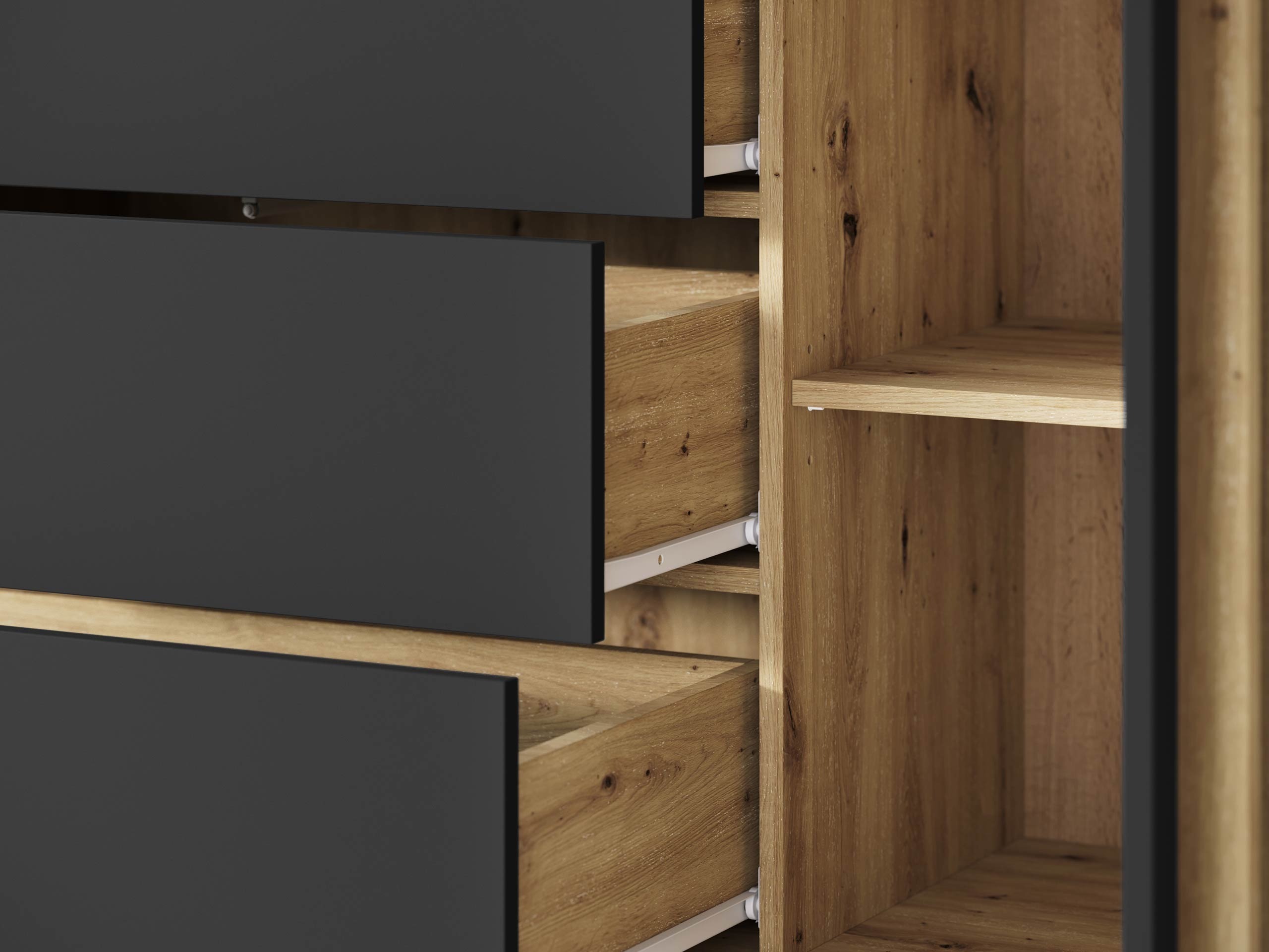 Svetainės komplektas Facetor III (Artisan ąžuolas + Grafitas)