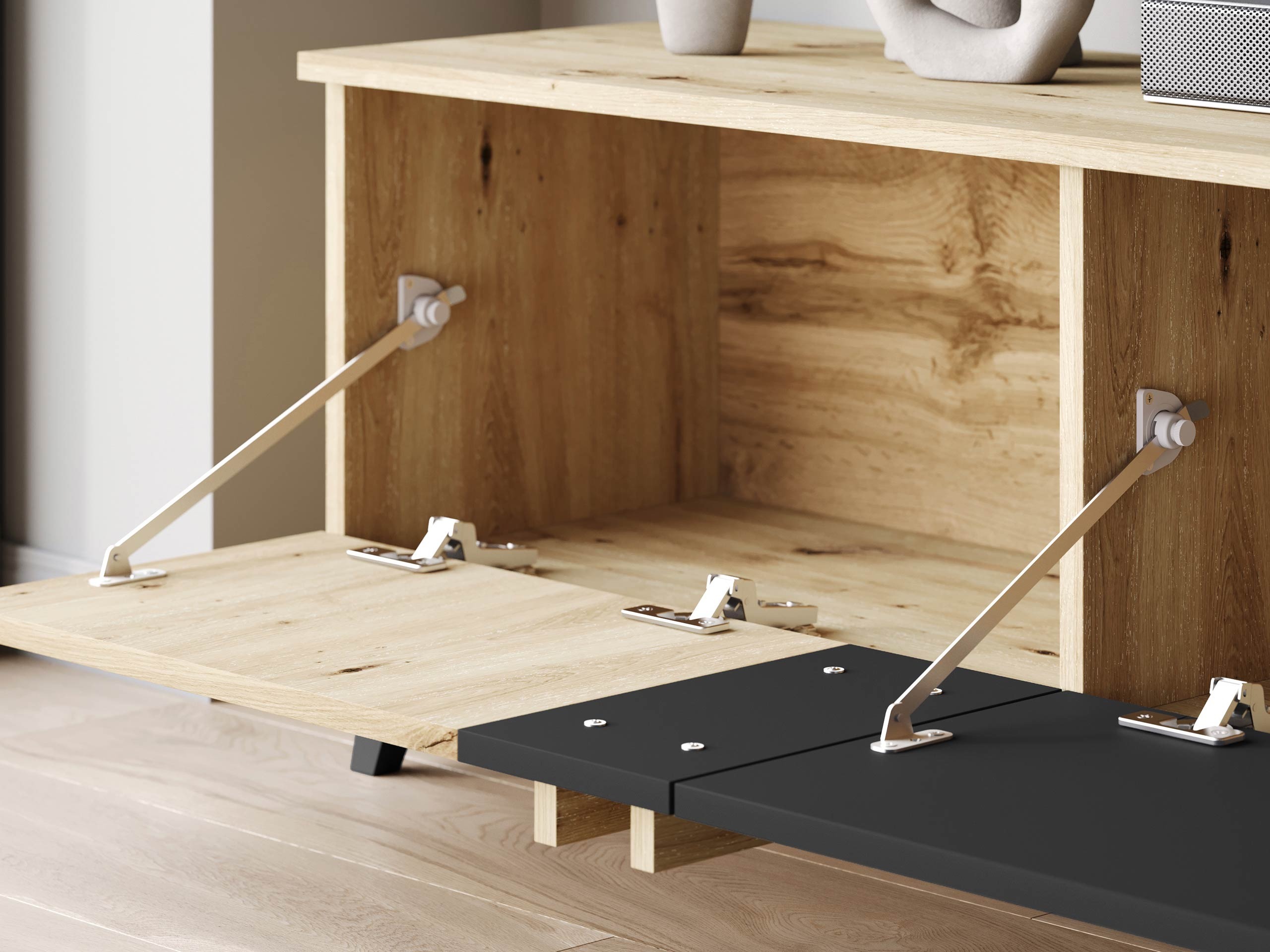 Svetainės komplektas Facetor III (Artisan ąžuolas + Grafitas)