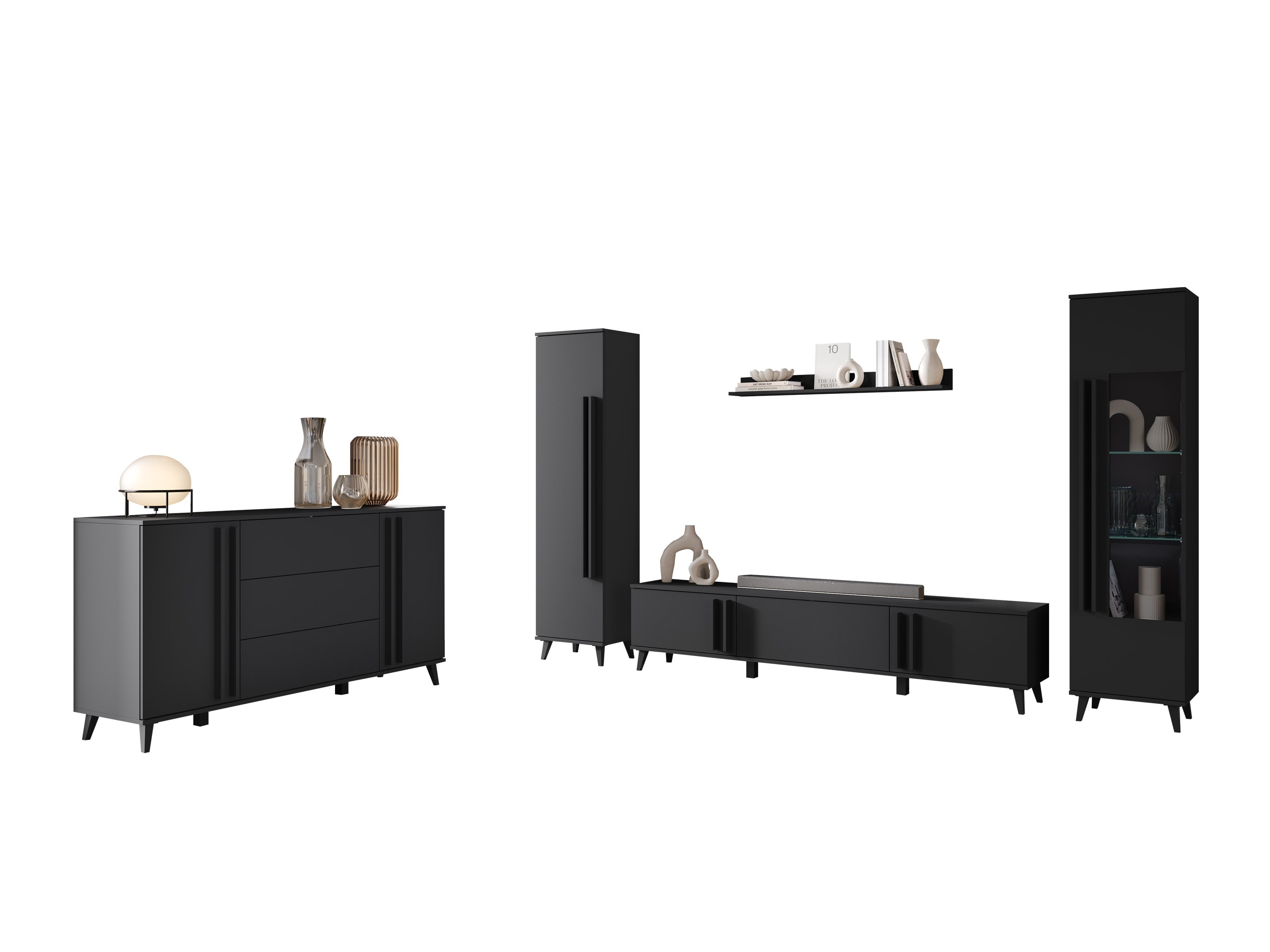 Svetainės komplektas Facetor IV (Grafitas)