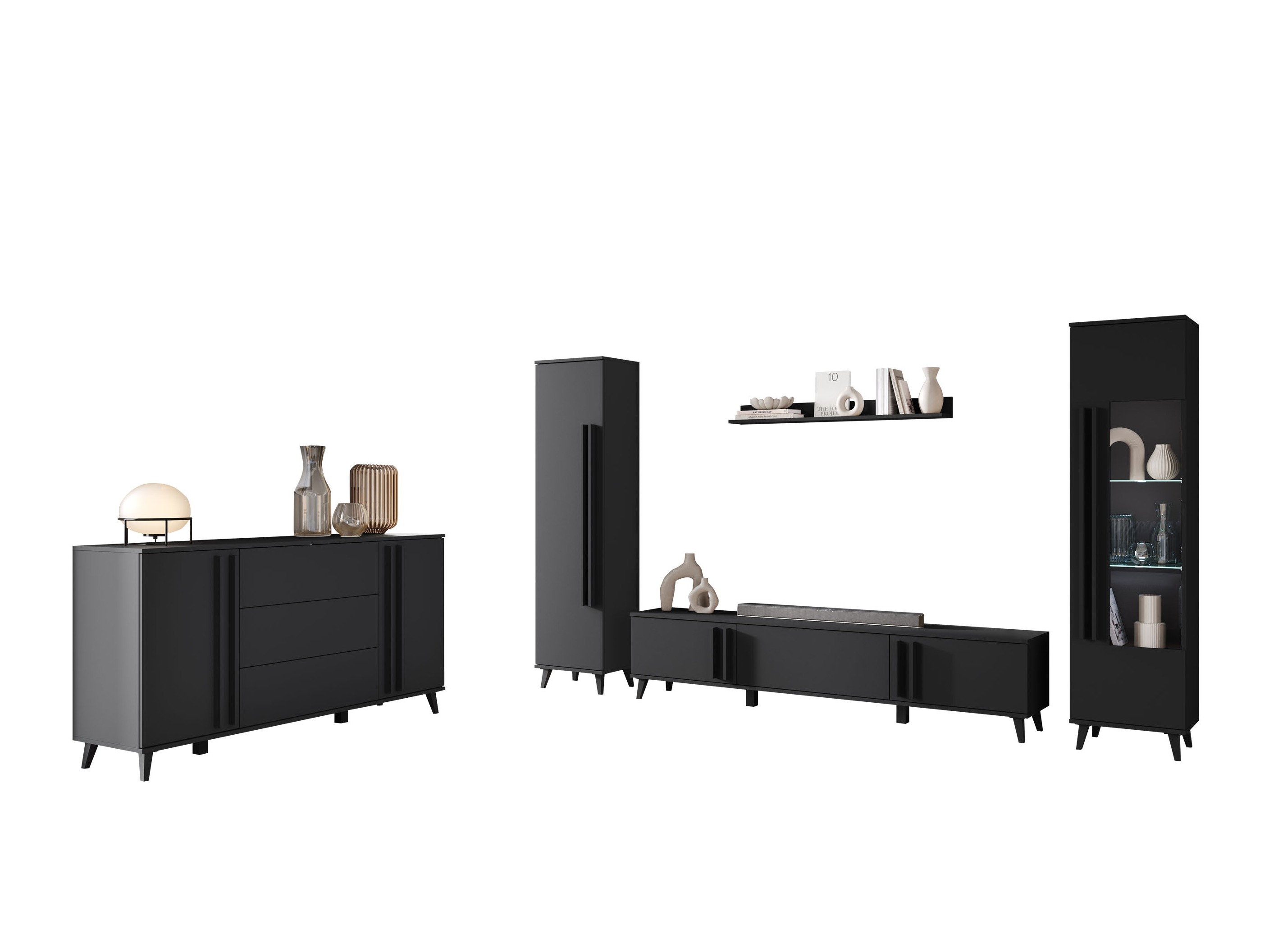 Svetainės komplektas Facetor IV (Grafitas)