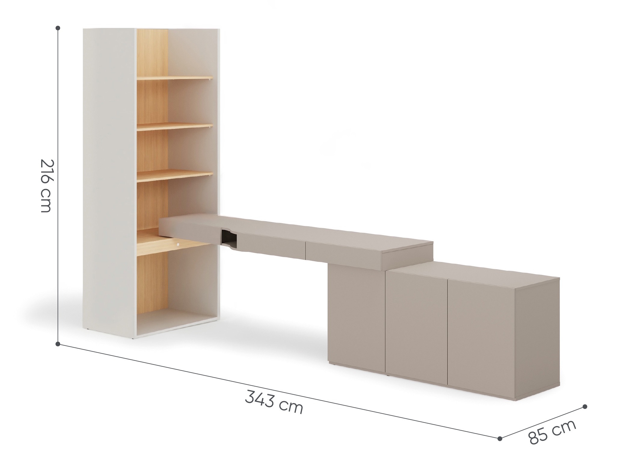 Namų biuro komplektas Evareve 118 (Pilka + Ąžuolas)