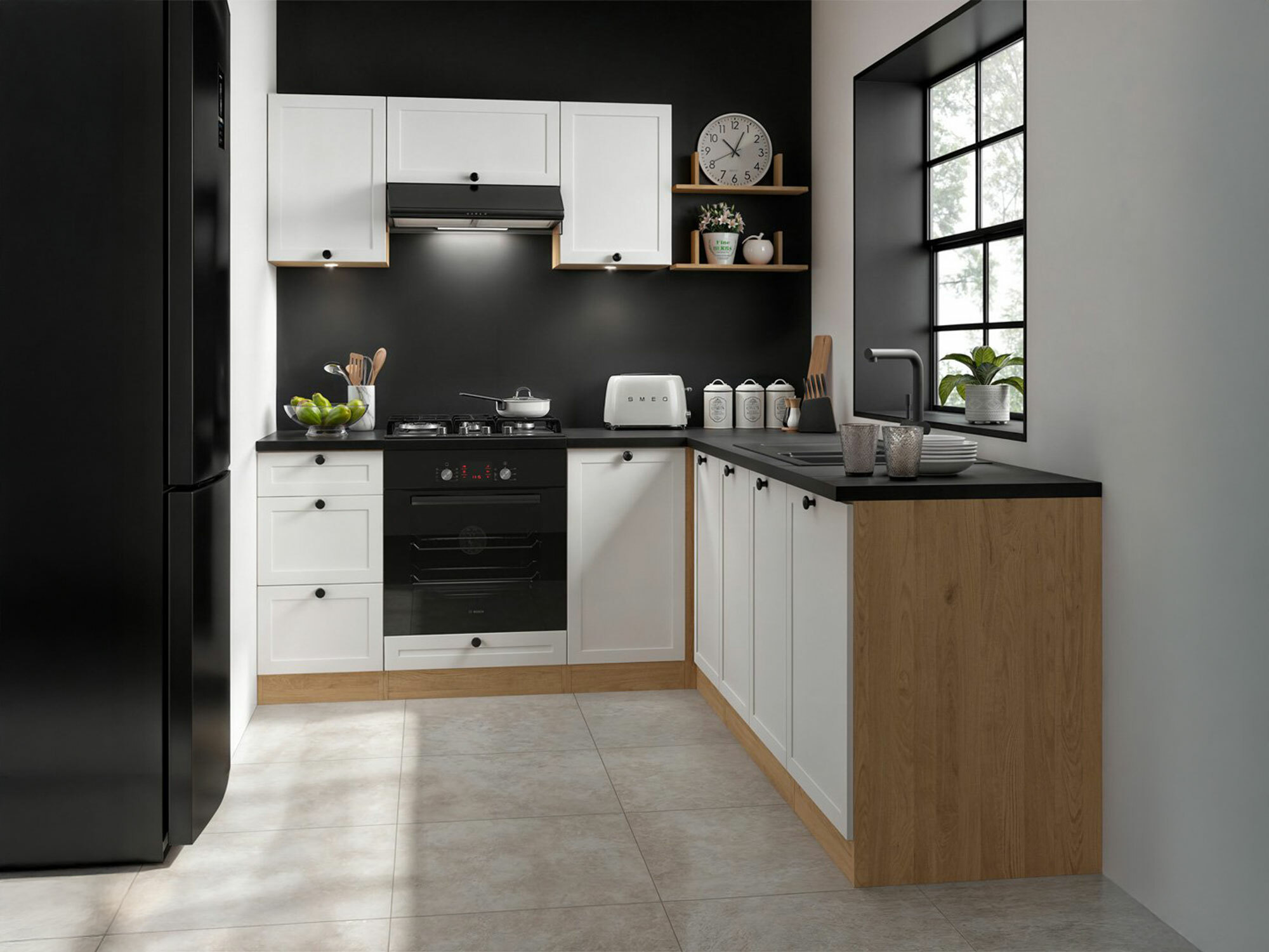 Modulinė spintelė plautuvei su durelėmis Classic White Oak 110