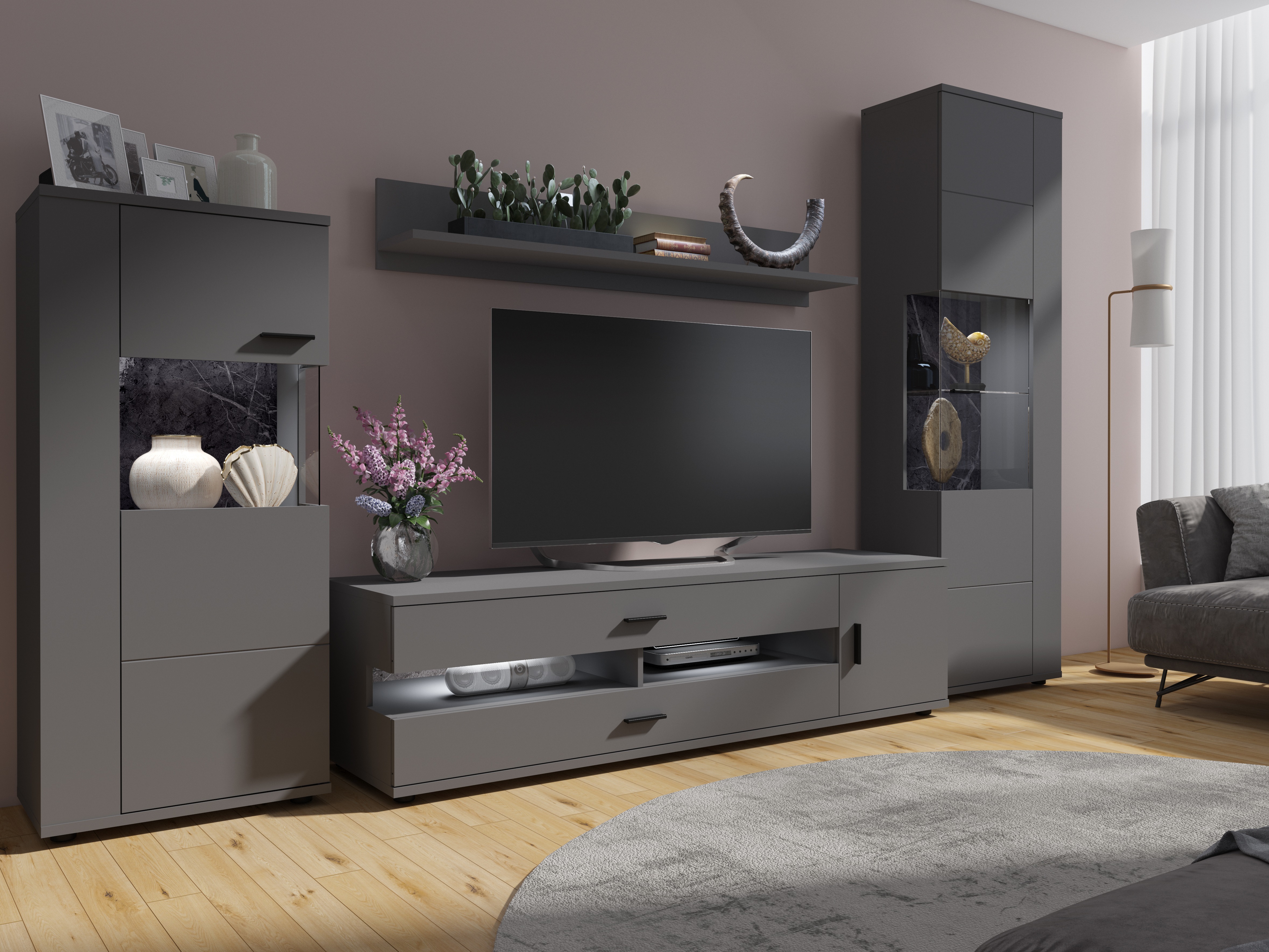 Svetainės komplektas Ontario 161 (Grafitas)