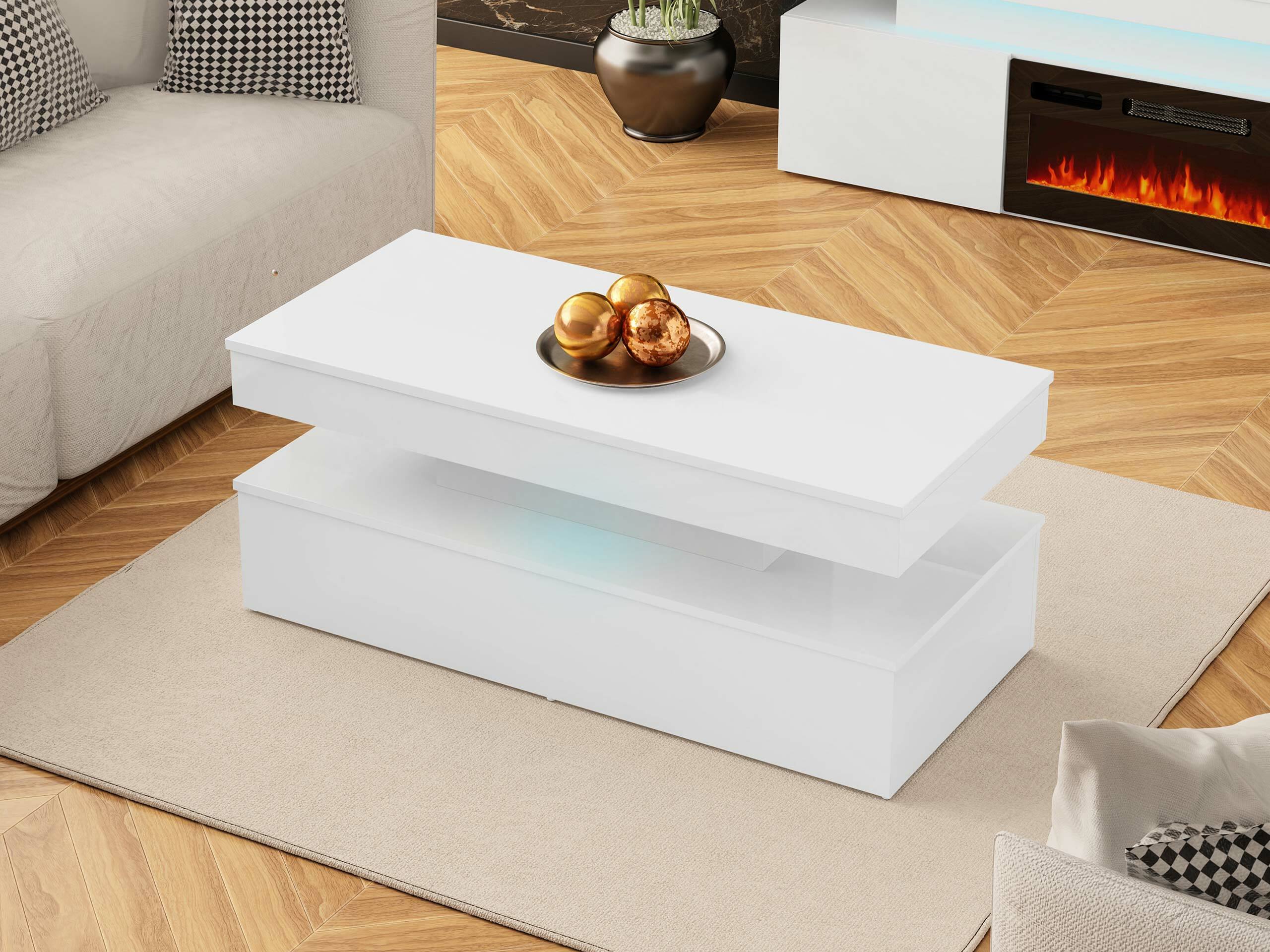 Žurnalinis staliukas Monfero (Balta + Blizgi balta)