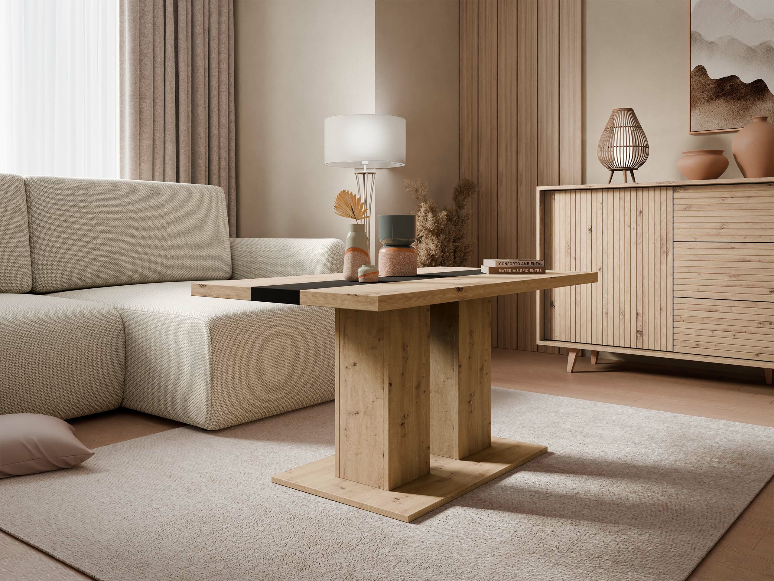 Žurnalinis staliukas Tucson 147 (Artisan ąžuolas + Juoda)