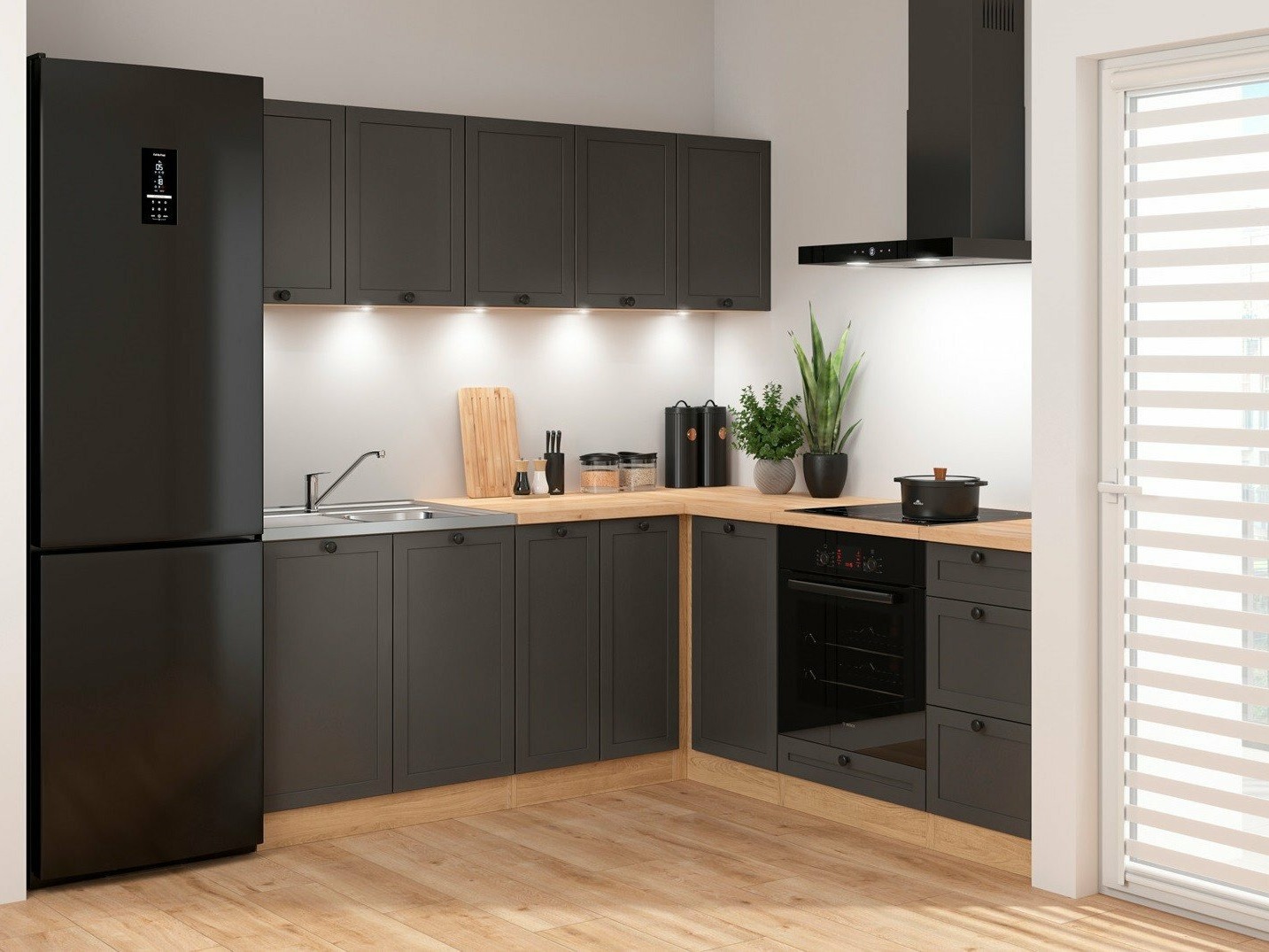 Modulinis virtuvės komplektas Classic Grey Oak 120