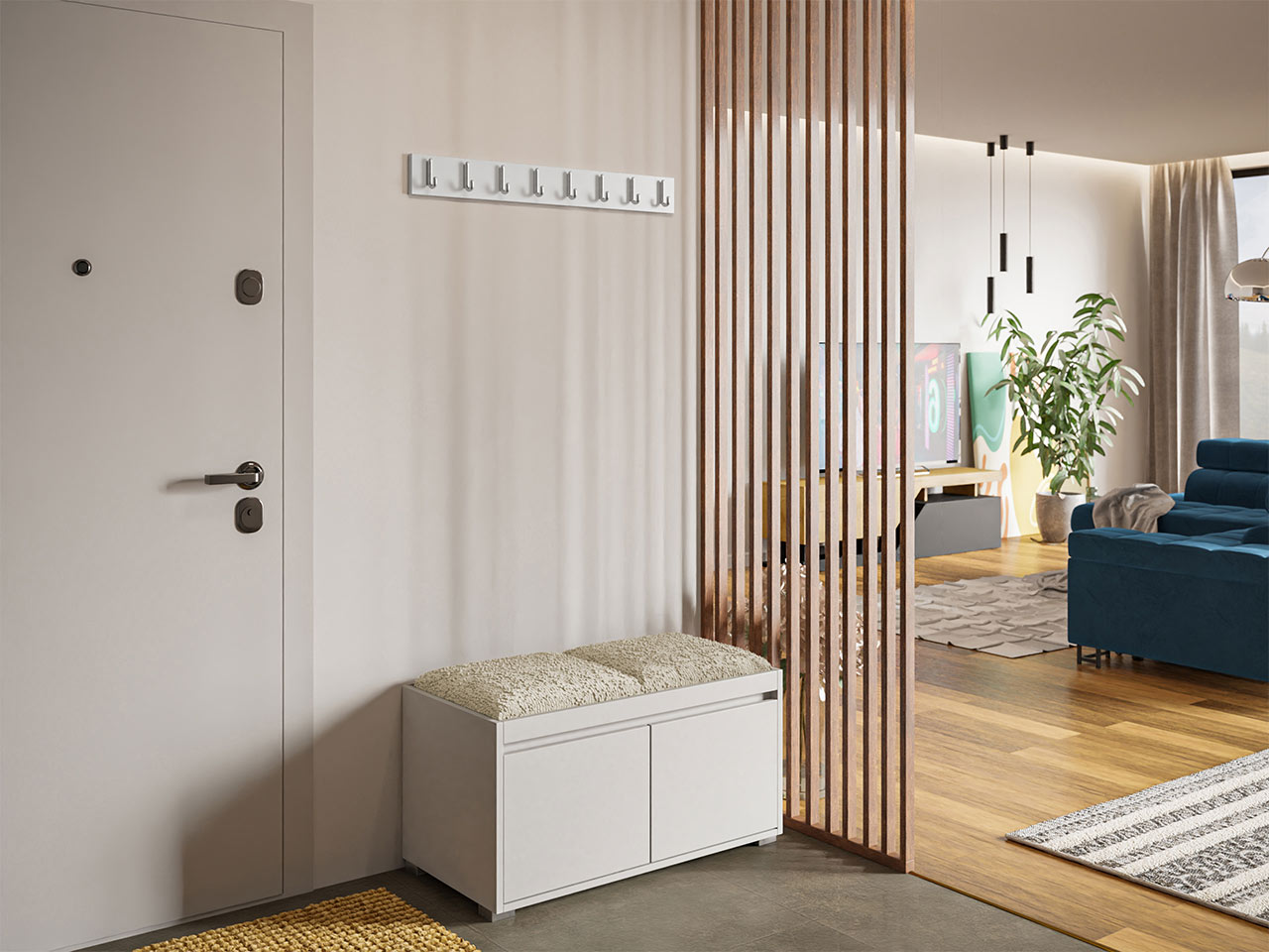 Prieškambario komplektas Comfivo Pinus I (Balta + Abriamo 03)