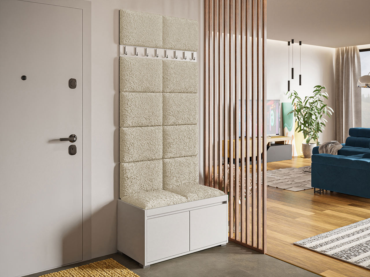 Prieškambario komplektas Comfivo Pinus IV (Balta + Abriamo 03)