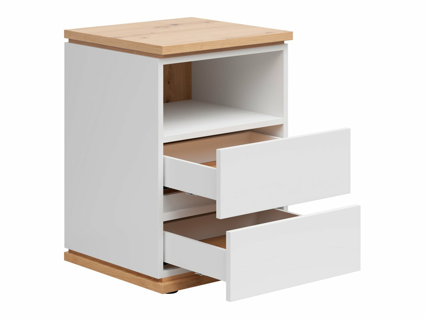Naktinis staliukas Cirfelo 114 (Balta + Artisan ąžuolas)