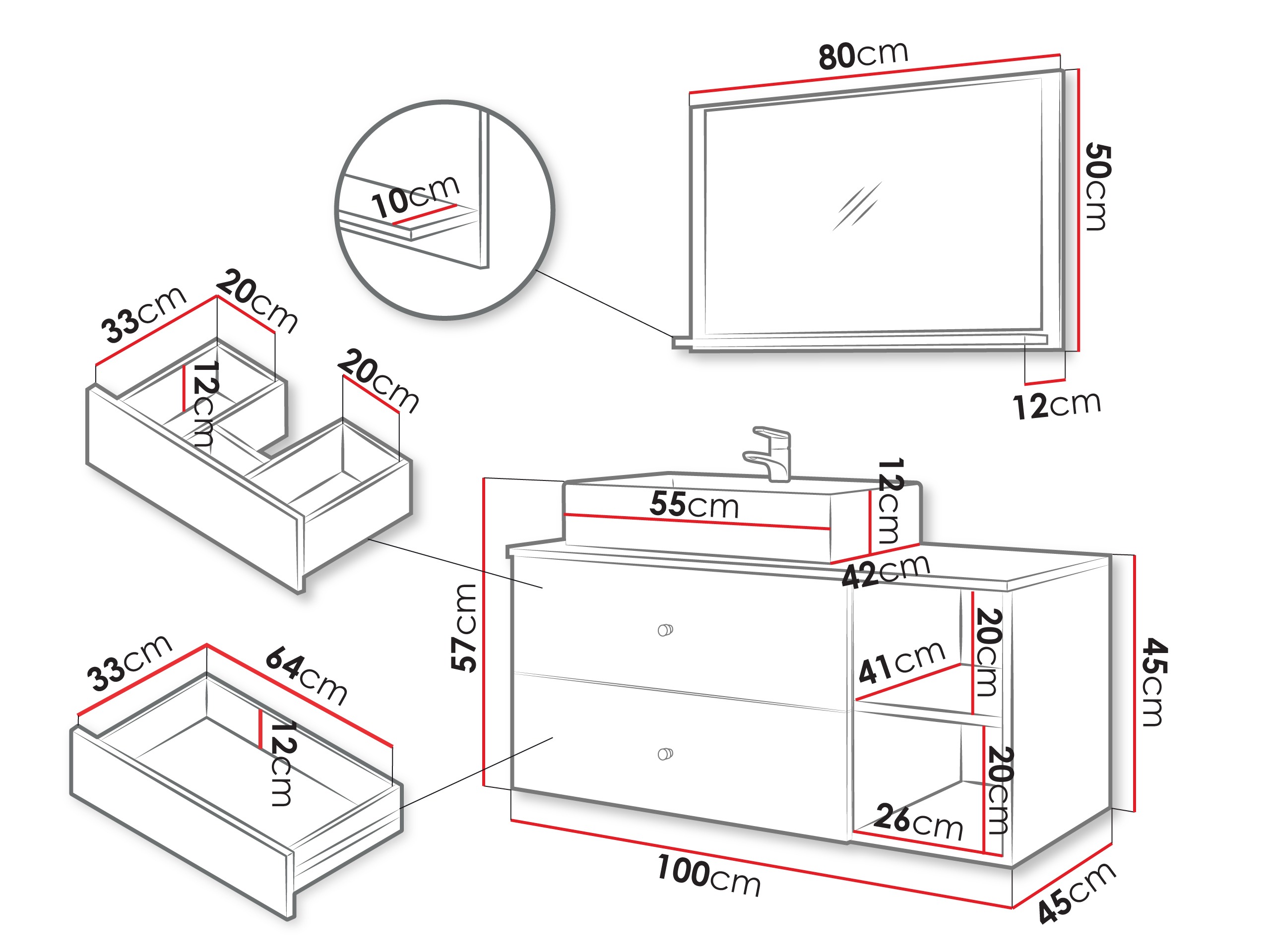 Vonios komplektas Ophruvi 100 (Šviesi ruda)