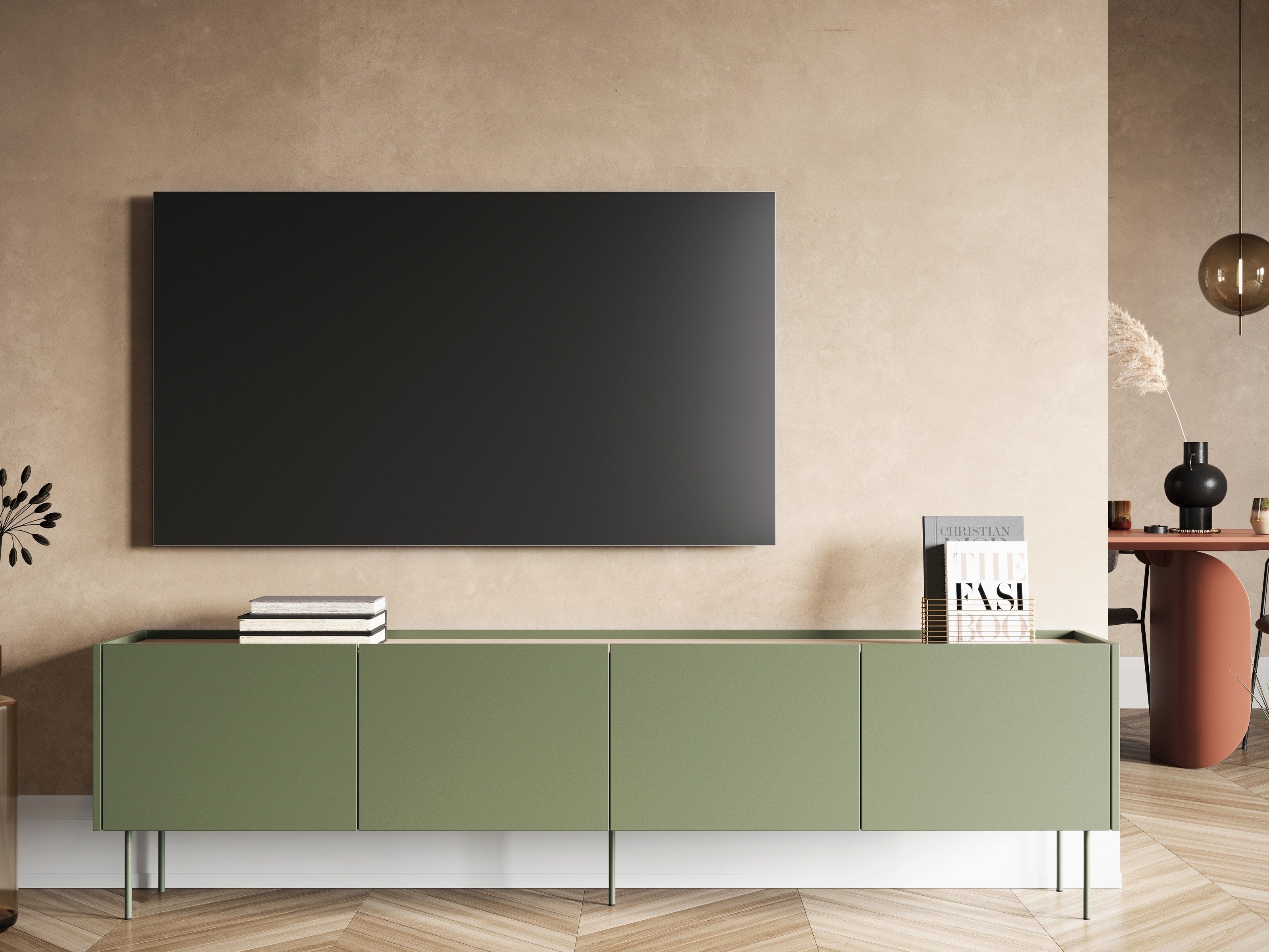 TV staliukas Tivdala 107 (Matinė žalia + Ąžuolas)