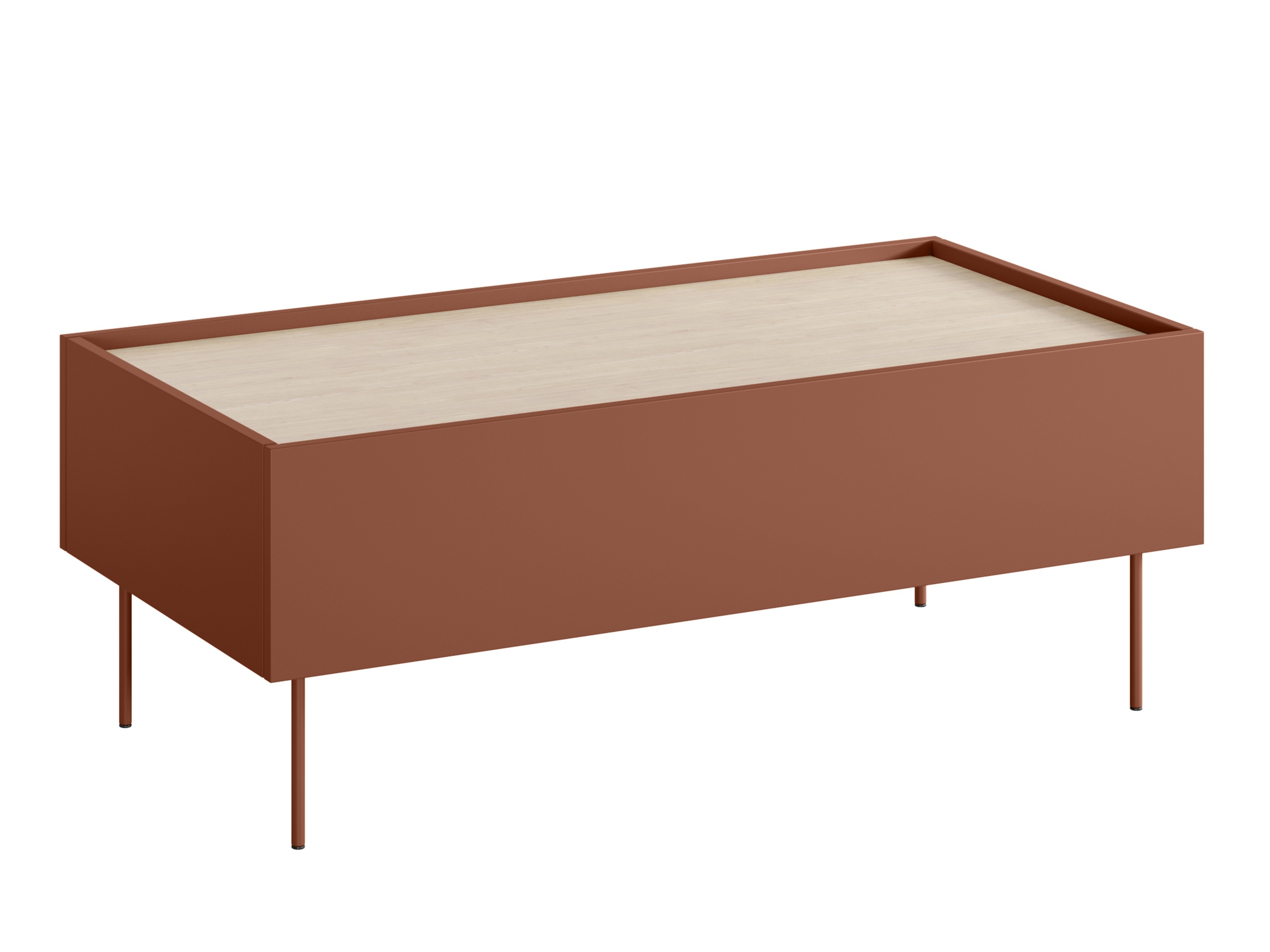 Žurnalinis staliukas Tivdala 108 (Ąžuolas + Matinė raudona)