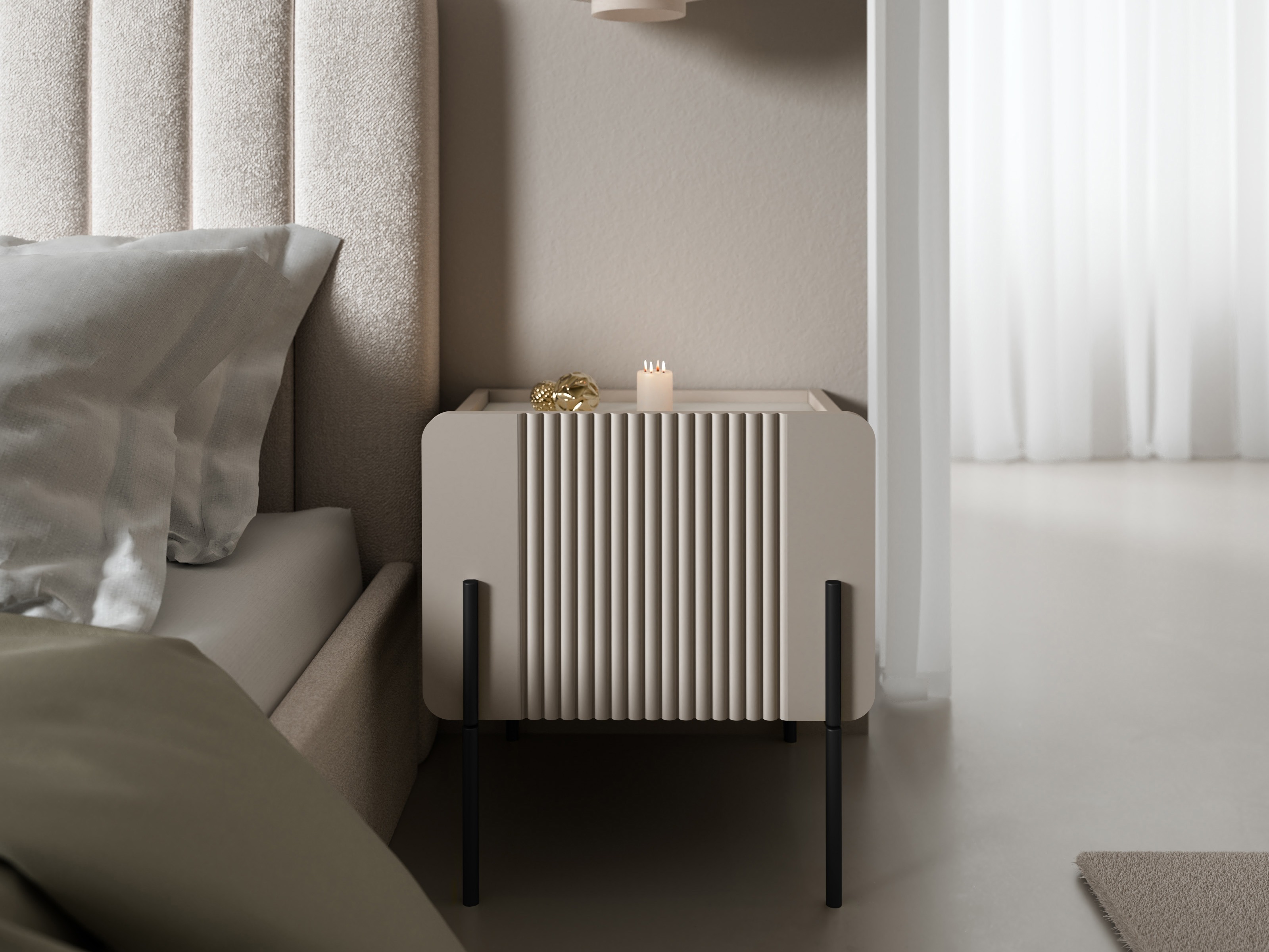 Naktinis staliukas Etrvero 104 (Kašmyras + Baltas marmuras)