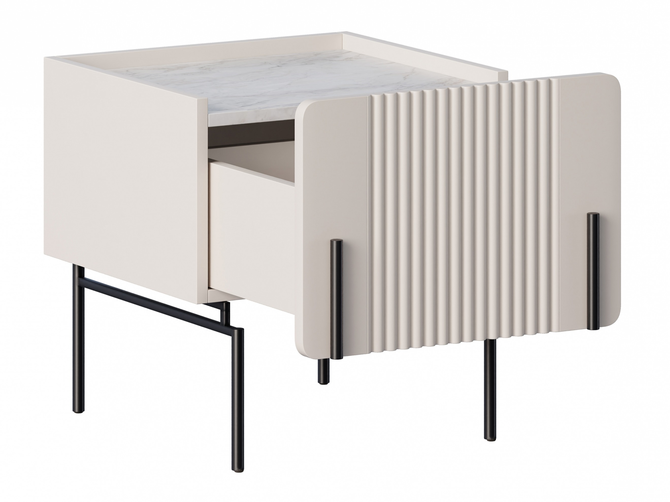 Naktinis staliukas Etrvero 104 (Kašmyras + Baltas marmuras)