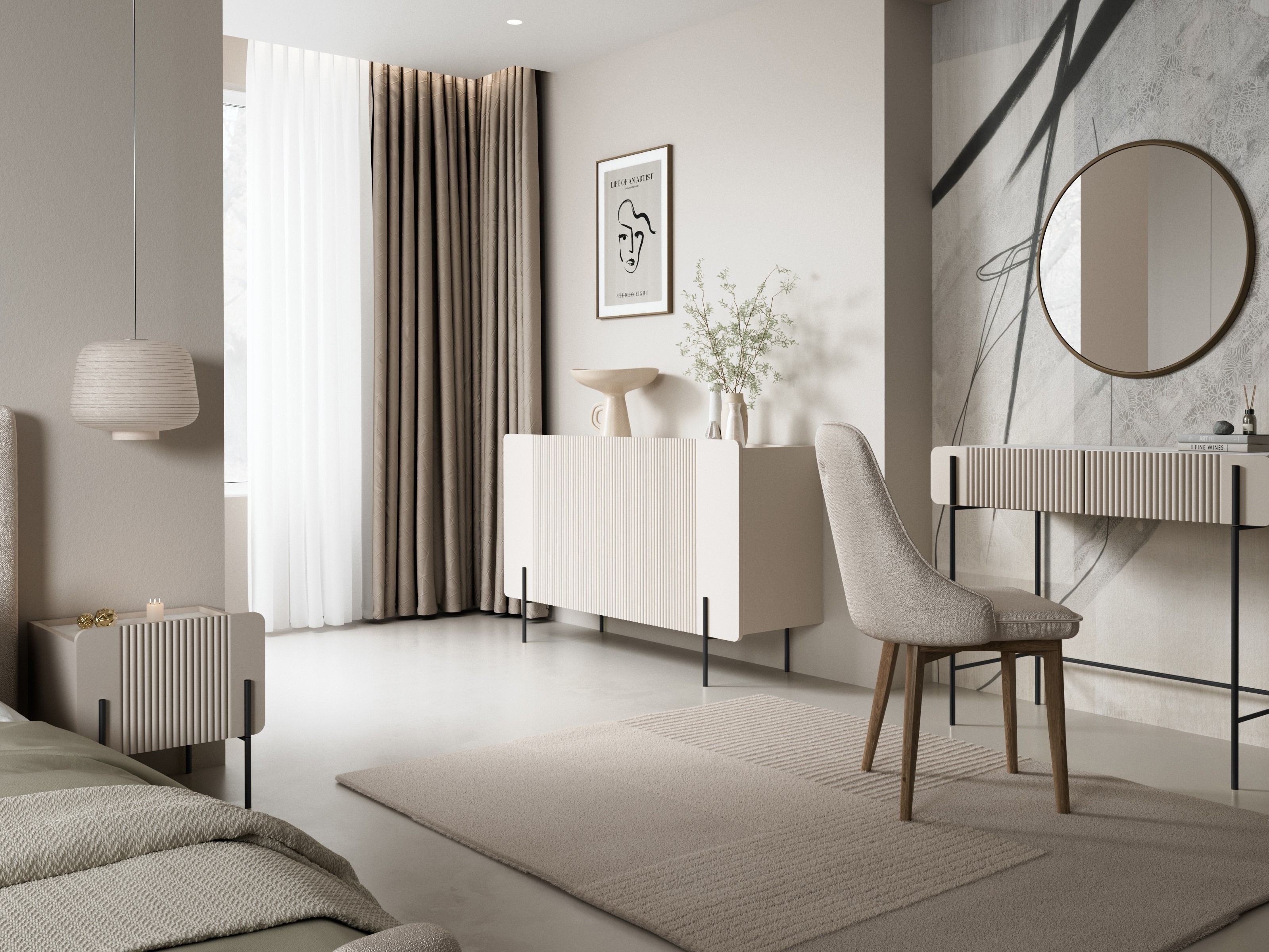 Naktinis staliukas Etrvero 104 (Kašmyras + Baltas marmuras)