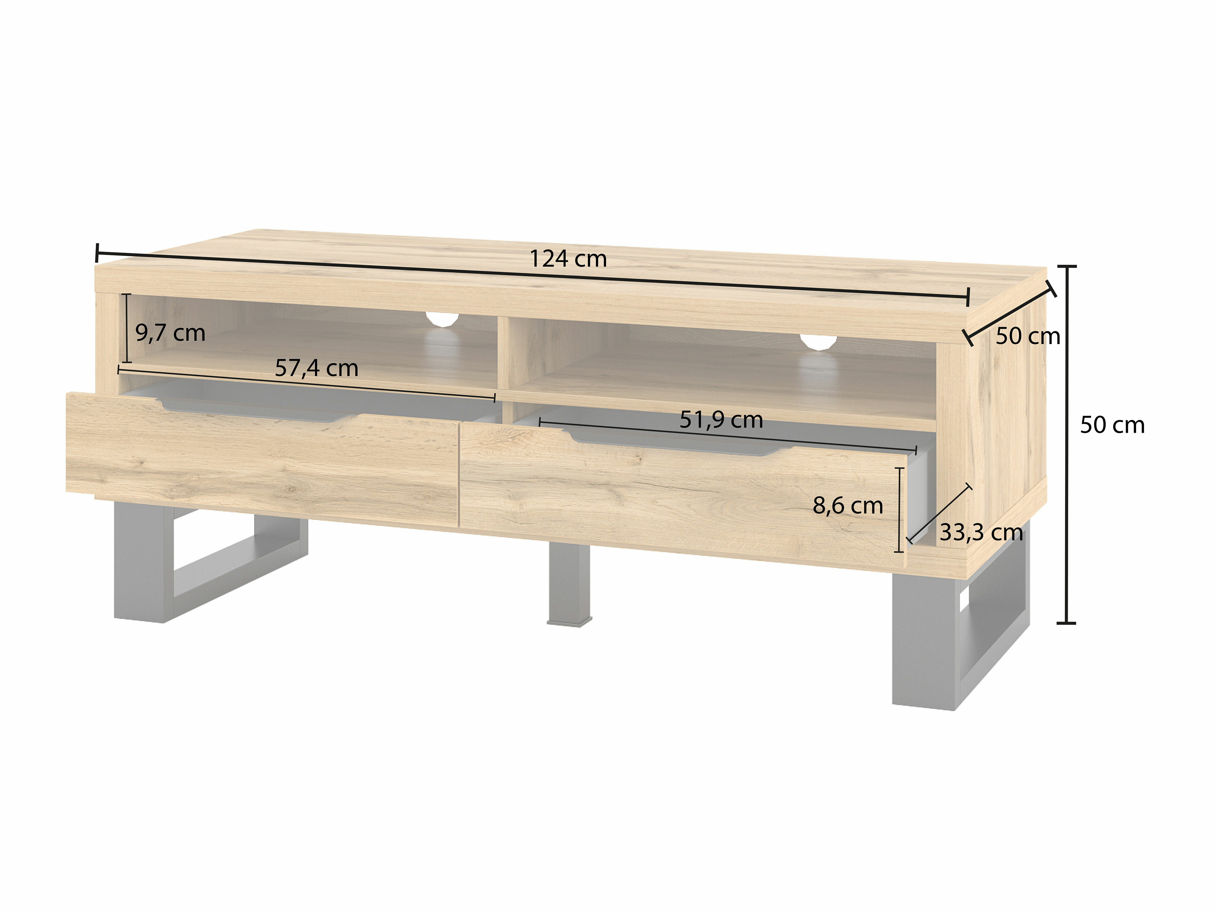 TV staliukas Avicavu 100 (Votan ąžuolas + Juoda)