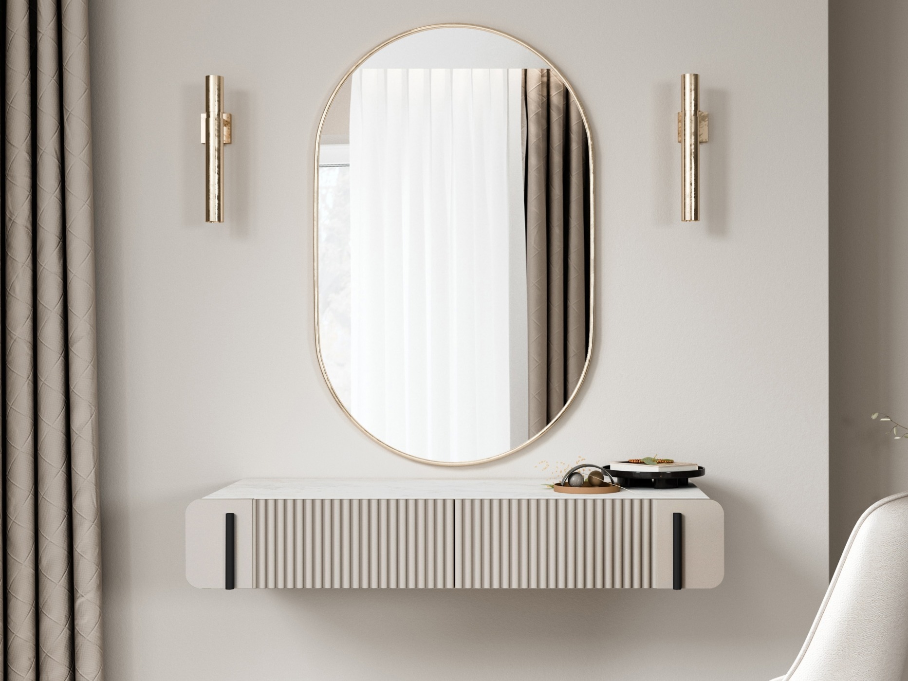 Makiažo staliukas Etrvero 109 (Kašmyras + Baltas marmuras)