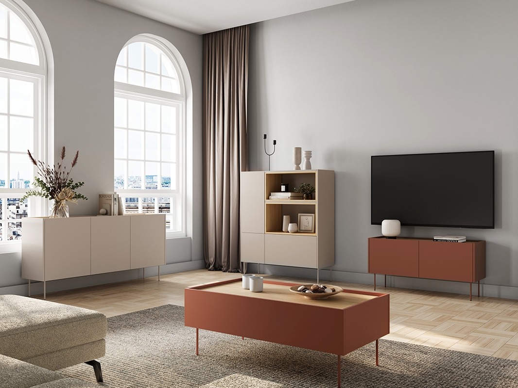 TV staliukas Tivdala 113 (Matinė raudona + Ąžuolas)