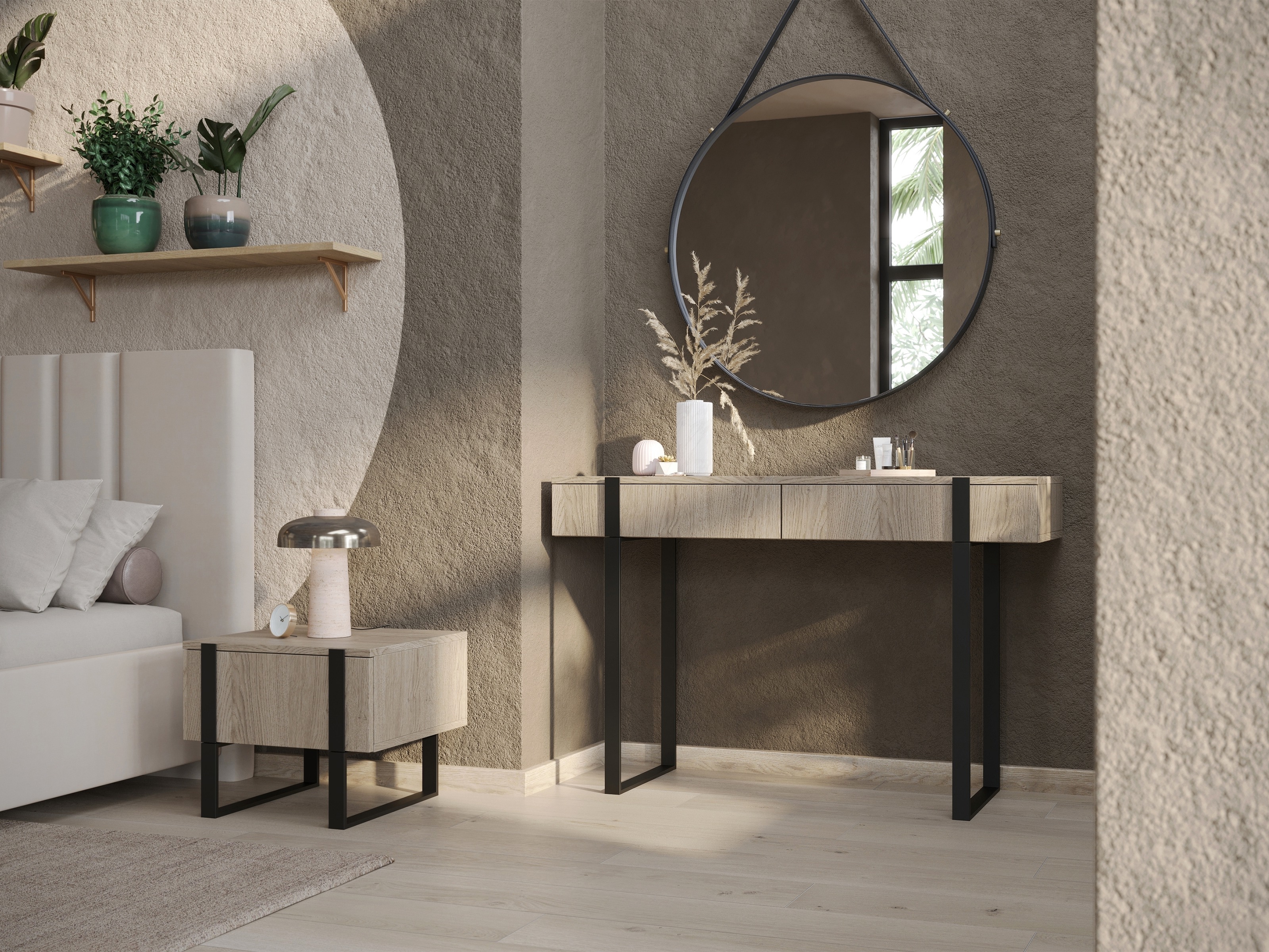 Naktinių staliukų komplektas Lortesu 108 (Ąžuolas)