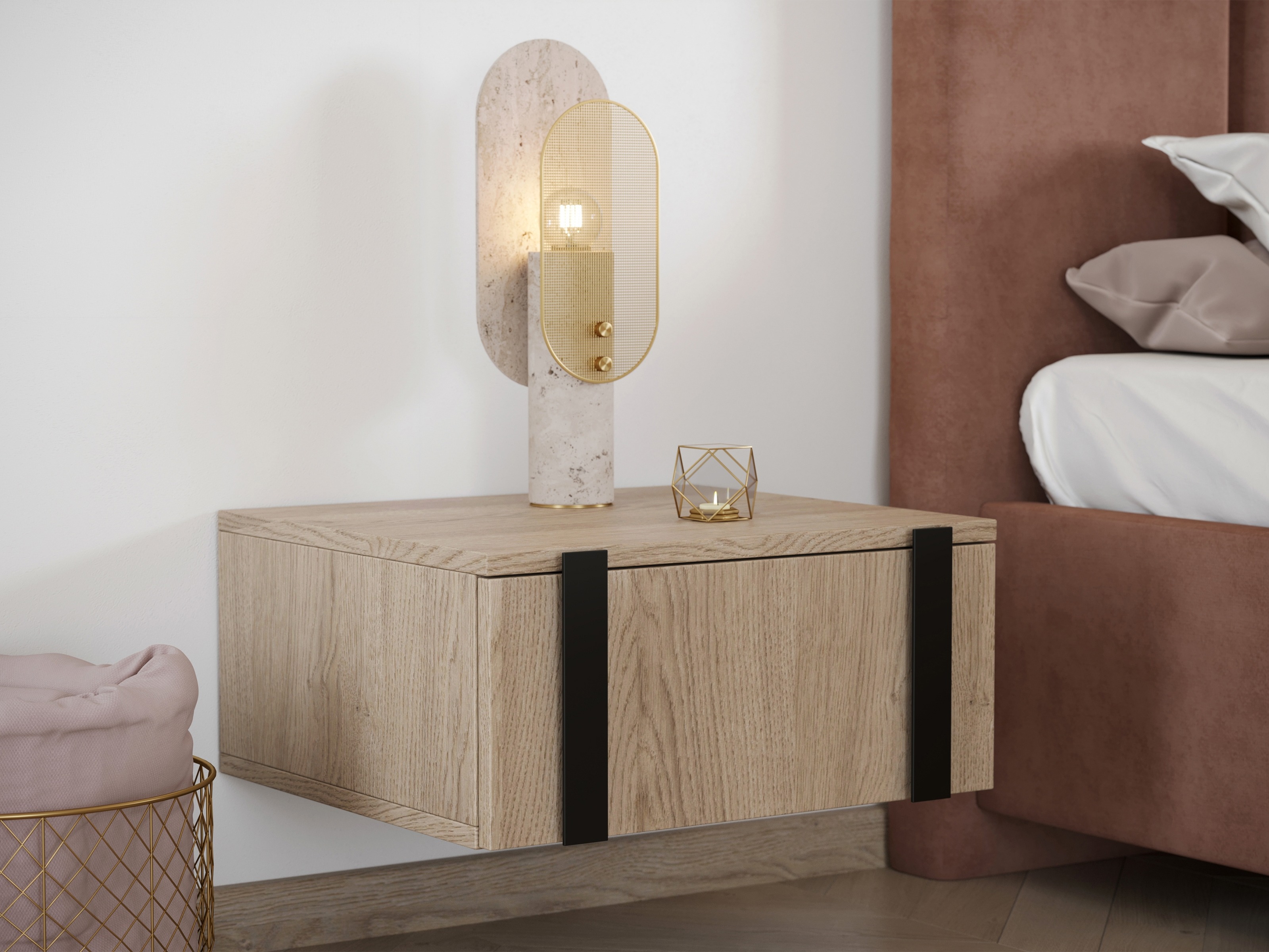 Naktinių staliukų komplektas Lortesu 109 (Ąžuolas)